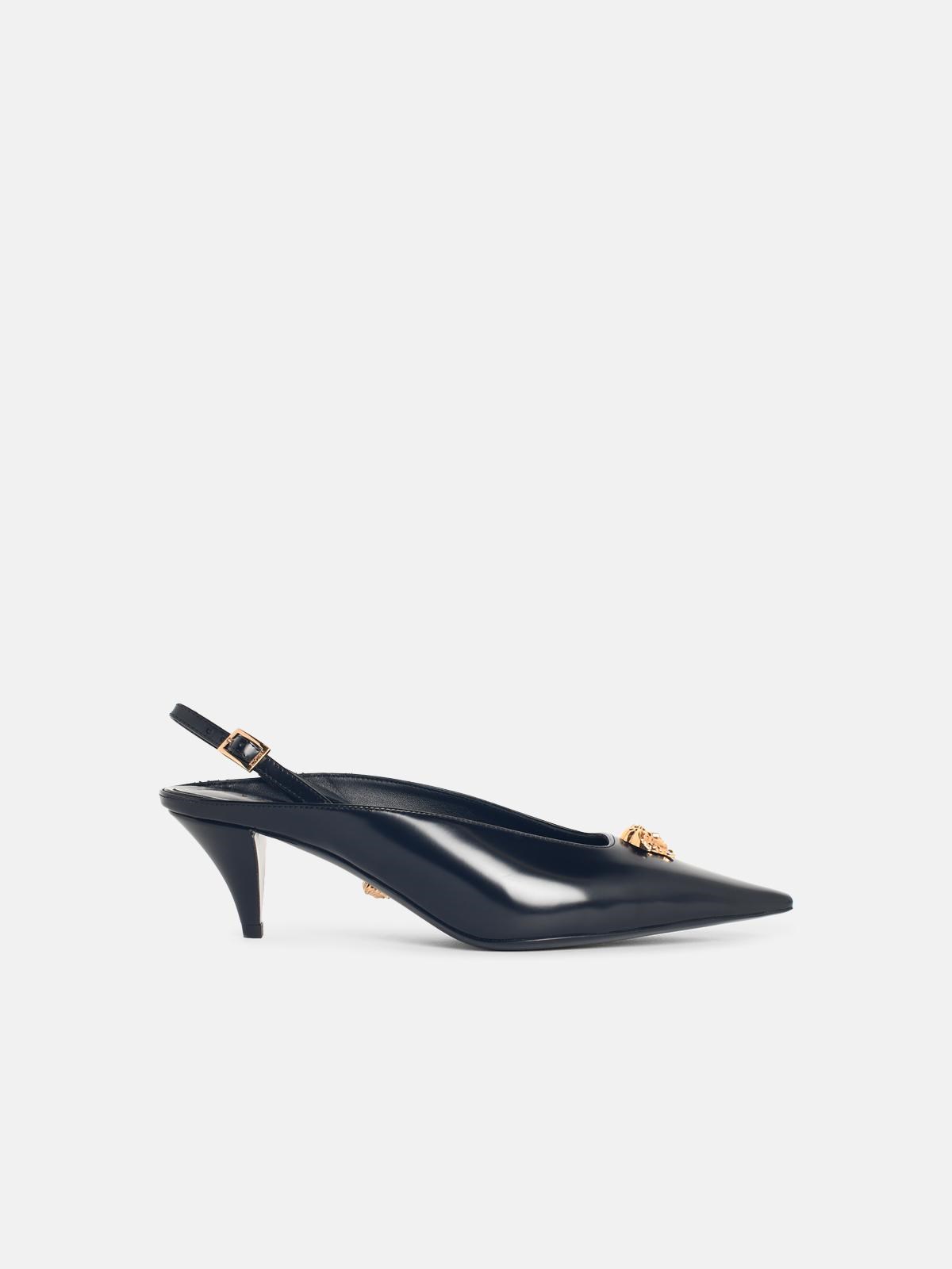 VERSACE VERSACE 'La Medusa' Black Leather Slingbacks　VERSACE 'La Medusa' ブラック レザー スリングバック