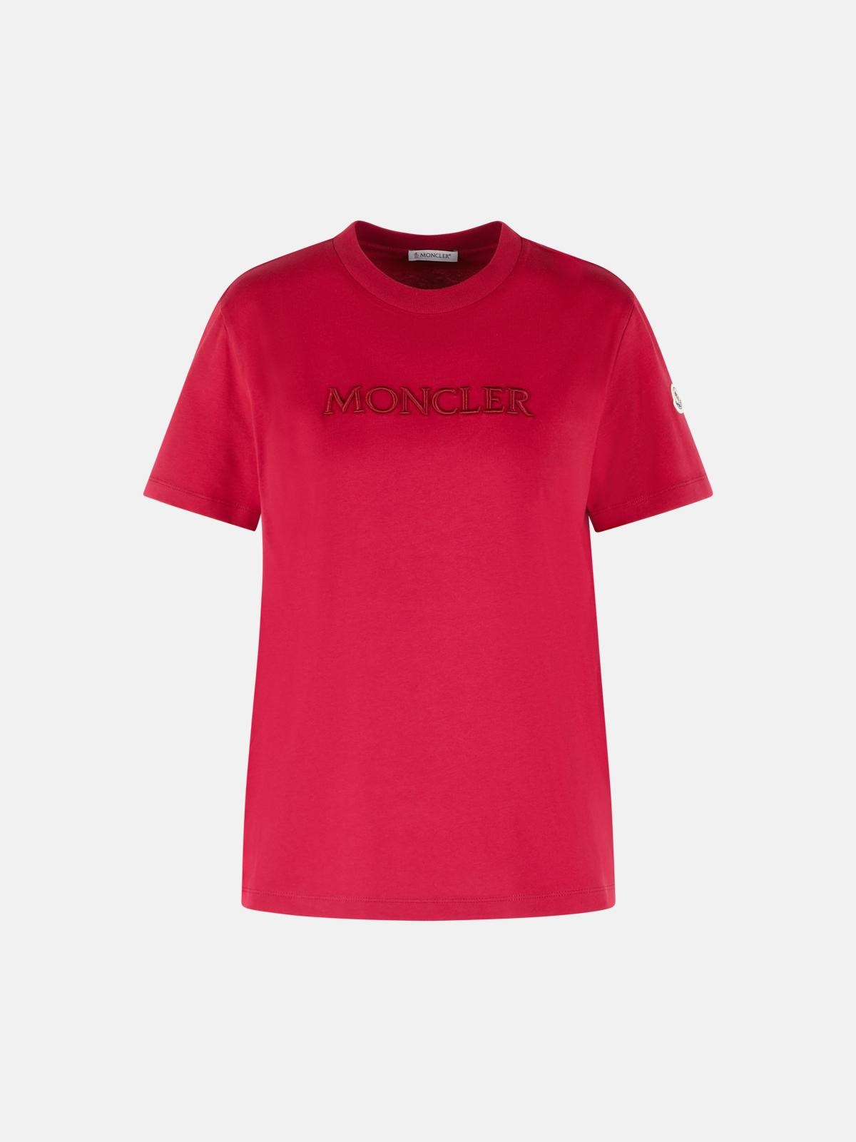 MONCLER Cherry Pink Cotton T-Shirt　MONCLER チェリーピンク コットン Tシャツ MONCLER