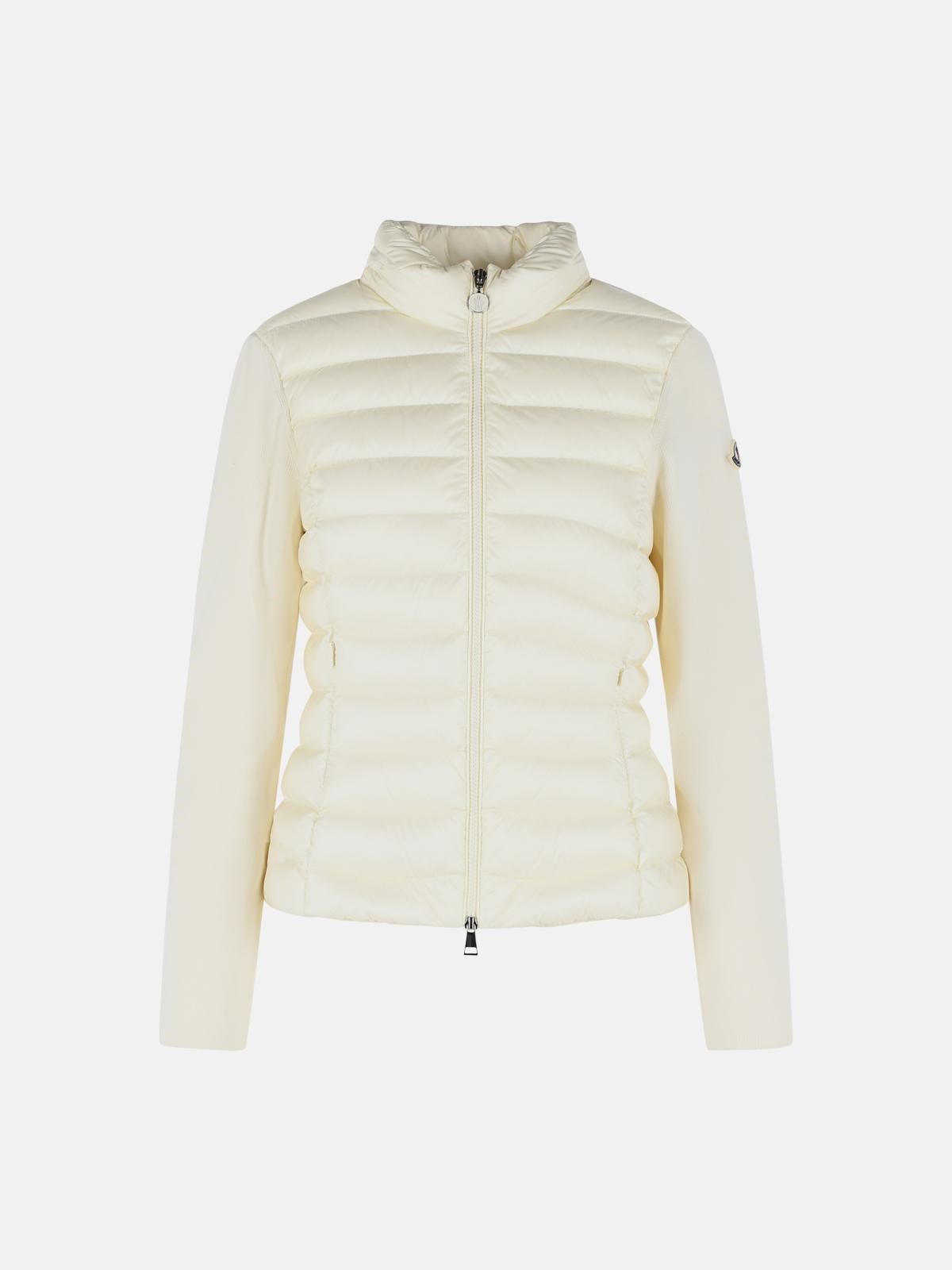 MONCLER Padded Virgin Wool Cardigan With Ivory White Zip