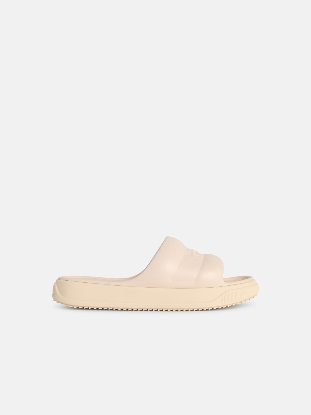 MONCLER MONCLER 'Moncler Altive' Ivory White Rubber Slides　MONCLER 「モンクレール アルティブ」 アイボリー ホワイト ラバー スライド