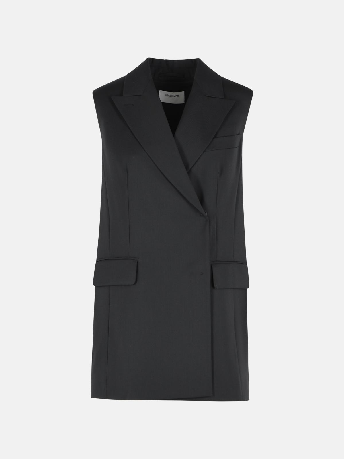SPORTMAX 'Albero' Black Virgin Wool Blend Vest