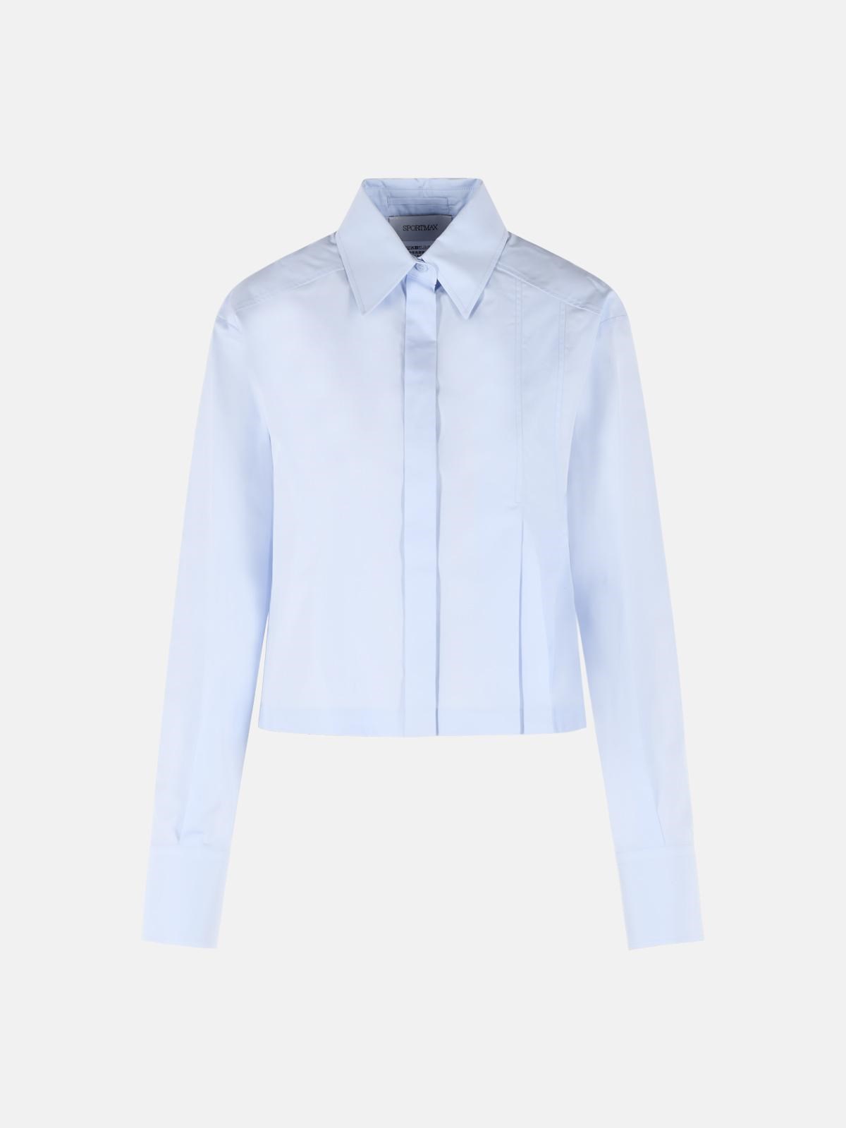 SPORTMAX 'Certo' Cropped Shirt In Cotton Poplin With Light Blue Asymme