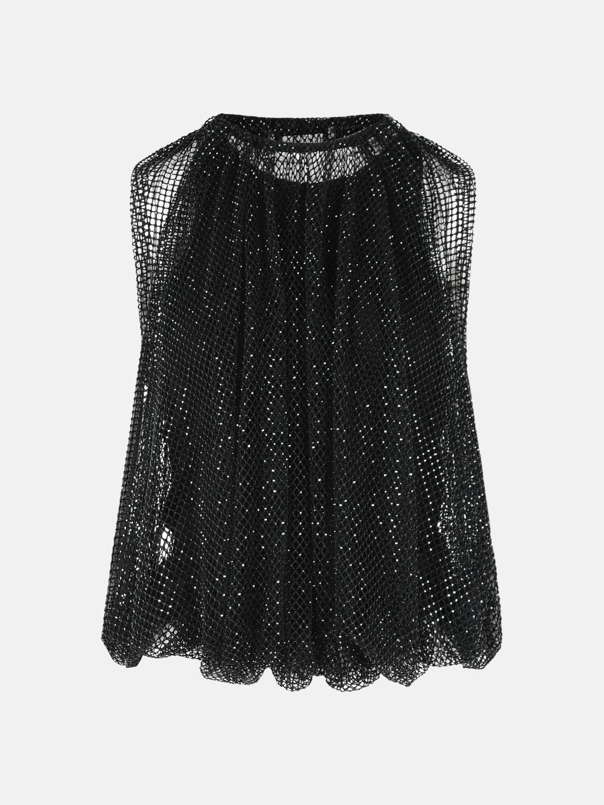 SPORTMAX 'Nodo' Mesh Top With Black Crystals