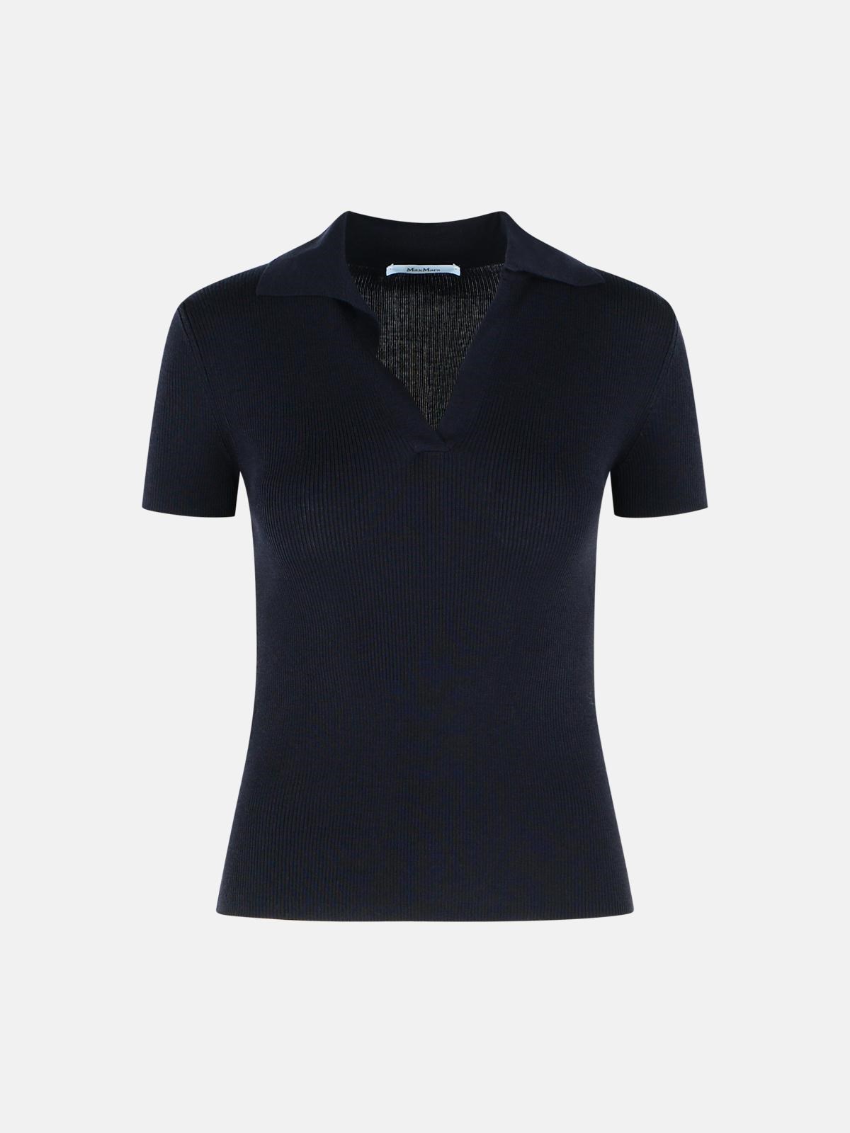 MAX MARA 'Albero' Dark Blue Virgin Wool Polo Shirt　MAX MARA アルベロ ダークブルー バージン ウール ポロシャツ MAX