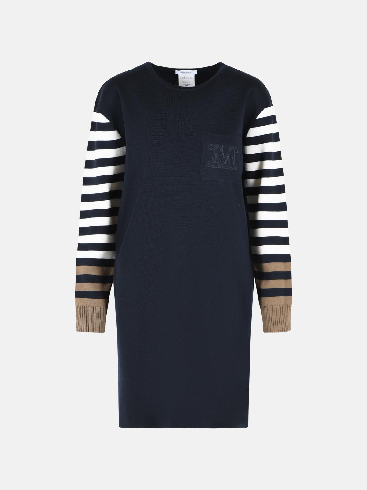 Max Mara MAX MARA Cotro 'Velo' Dress In Navy Blue Virgin Wool　MAX MARA Cotro 'Velo' ドレス ネイビーブルー バージンウール