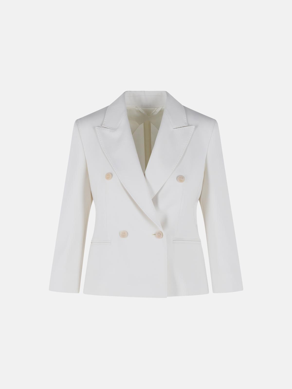 MAX MARA 'Dorico' Cropped Blazer In Ivory White Wool Tela　MAX MARA 'Dorico' クロップド ブレザー アイボリー ホワイト ウール Tela MAX