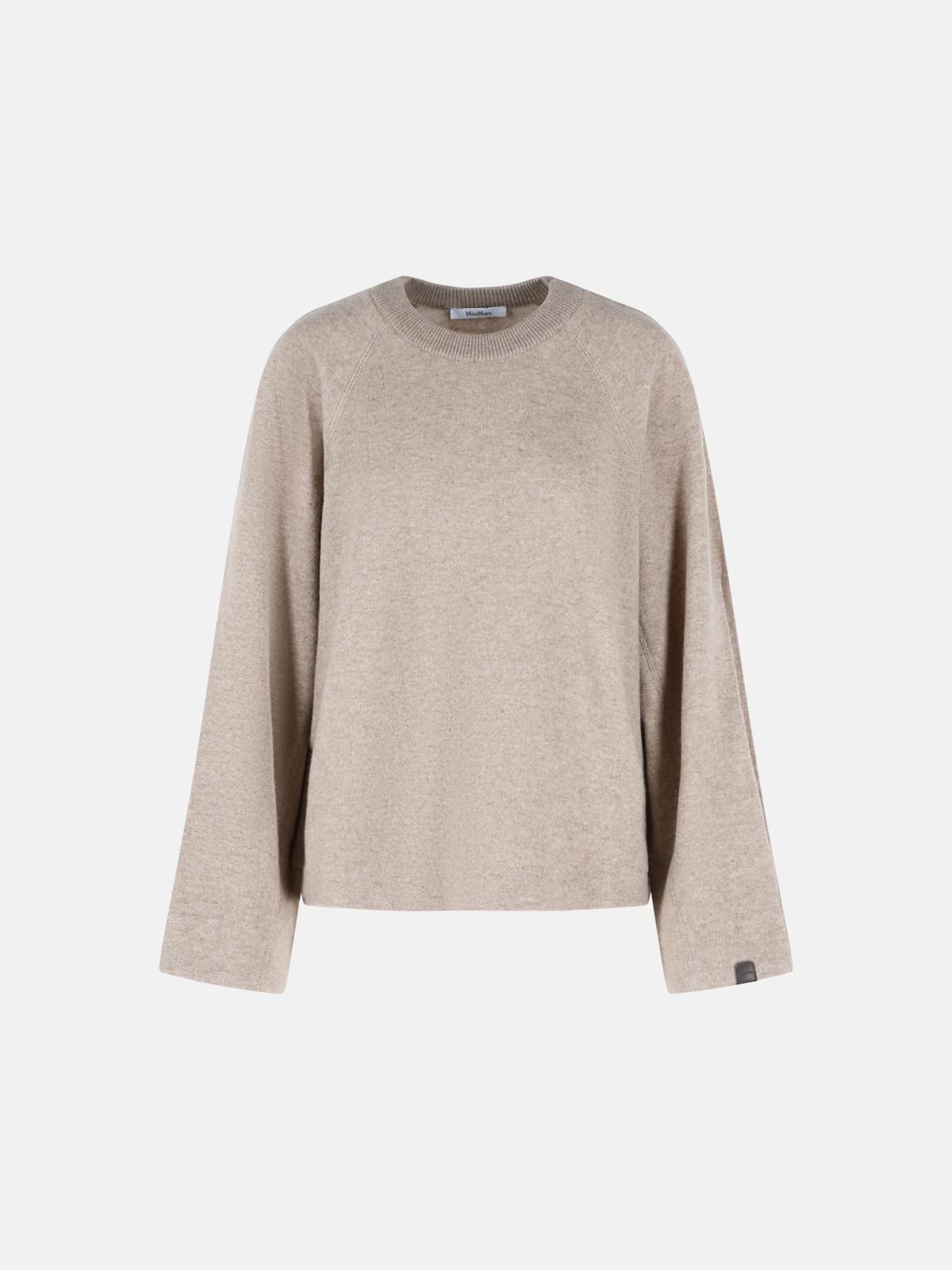 MAX MARA 'Aere' Sweatshirt In Cashmere And Beige Virgin Wool　MAX MARA 'Aere' スウェットシャツ カシミア & ベージュ バージン ウール MAX