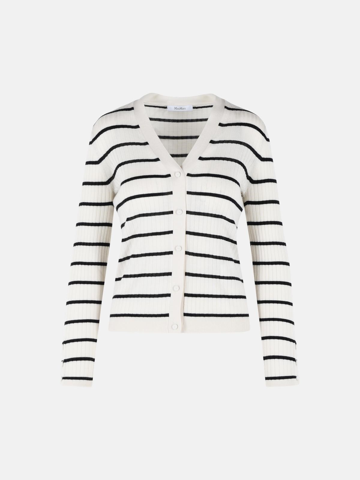 MAX MARA 'Pedale' Cashmere And Cream Silk Cardigan　MAX MARA 'Pedale' カシミア アンド クリーム シルク カーディガン MAX