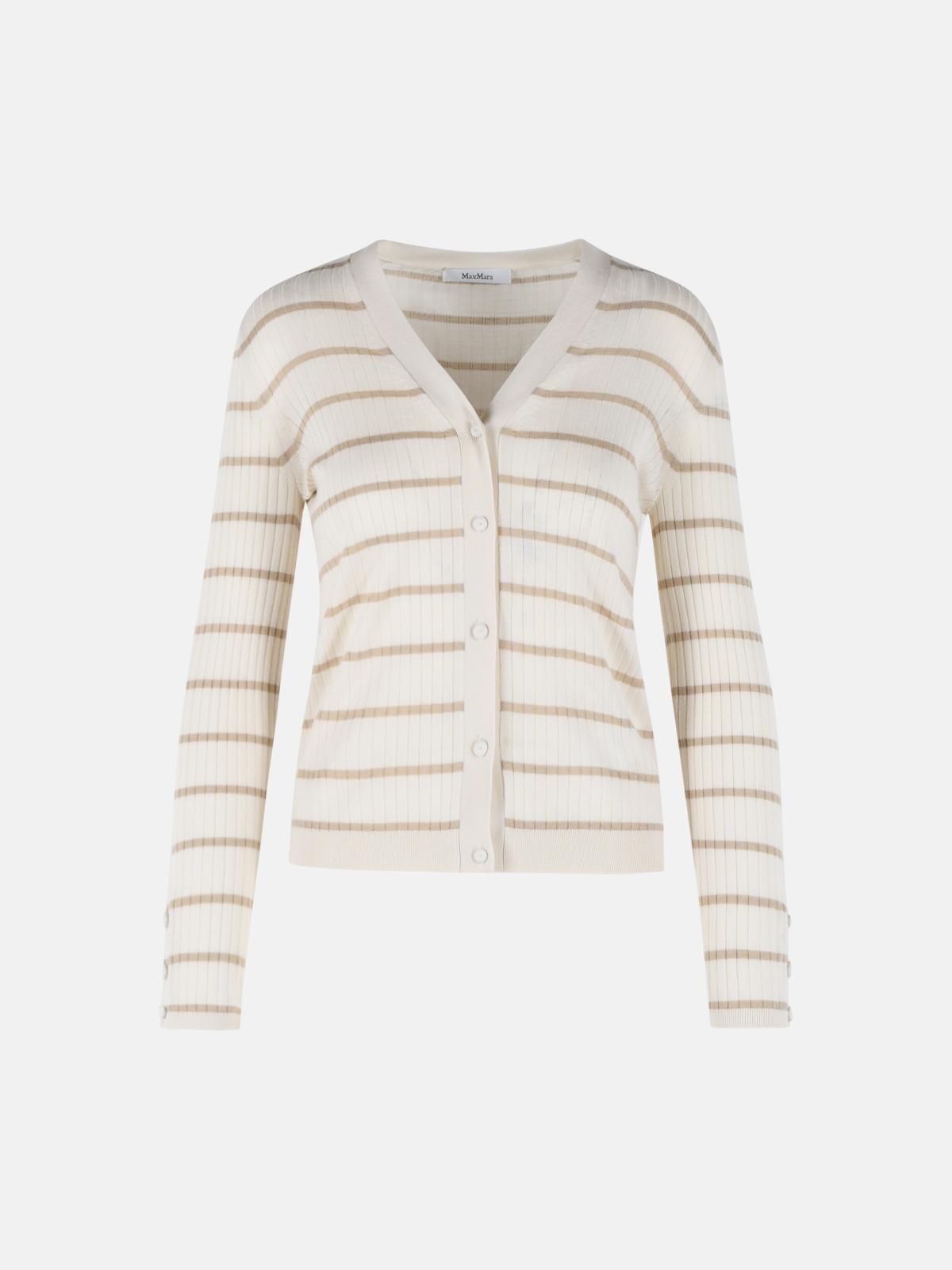 MAX MARA 'Pedale' Ivory Cashmere And Silk Cardigan　MAX MARA 'Pedale' アイボリー カシミア & シルク カーディガン MAX