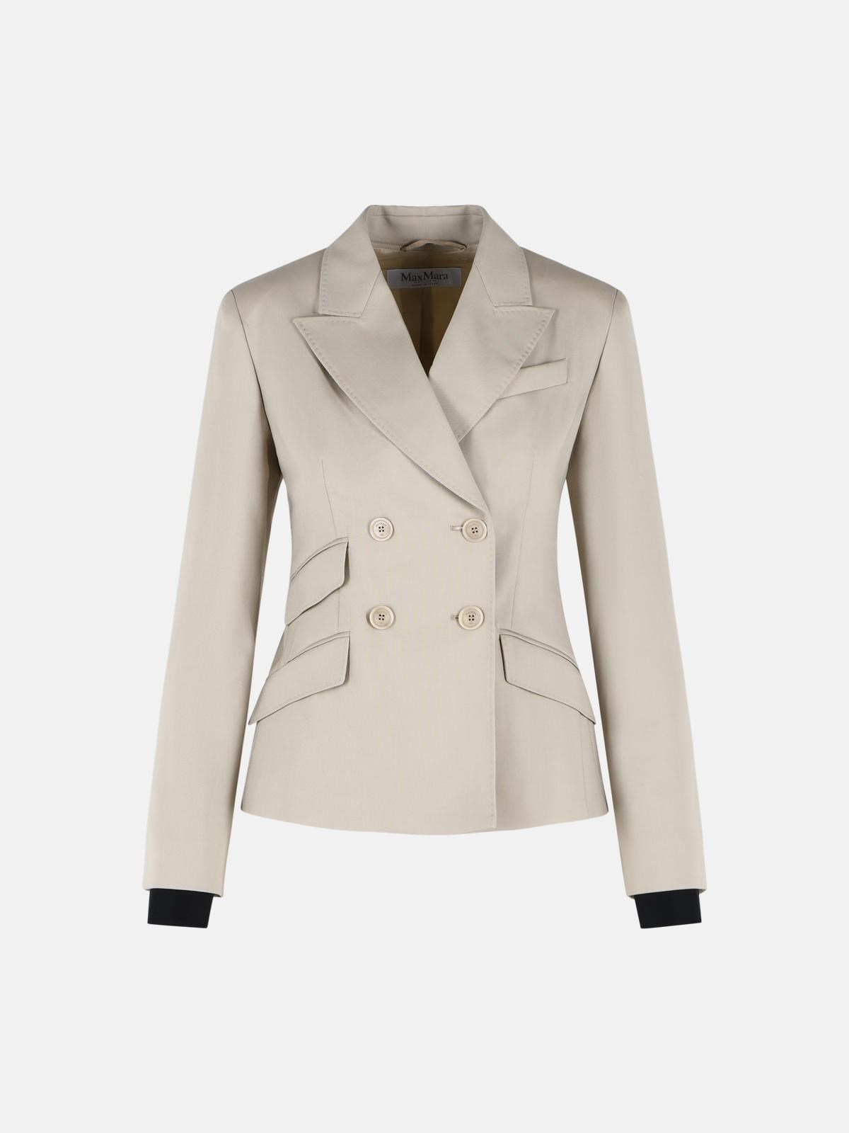 MAX MARA 'Placido' Blazer In Beige Virgin Wool Blend　MAX MARA 'Placido' ブレザー ベージュ バージン ウール ブレンド MAX