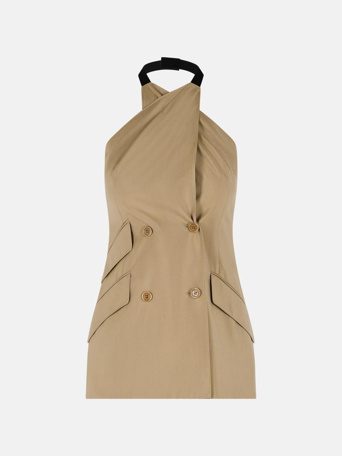 MAX MARA 'Nuraghe' Sleeveless Jacket In Camel Wool And Silk Poplin　MAX MARA 'Nuraghe' ノースリーブ ジャケット (キャメル ウール & シルク ポプリン) MAX