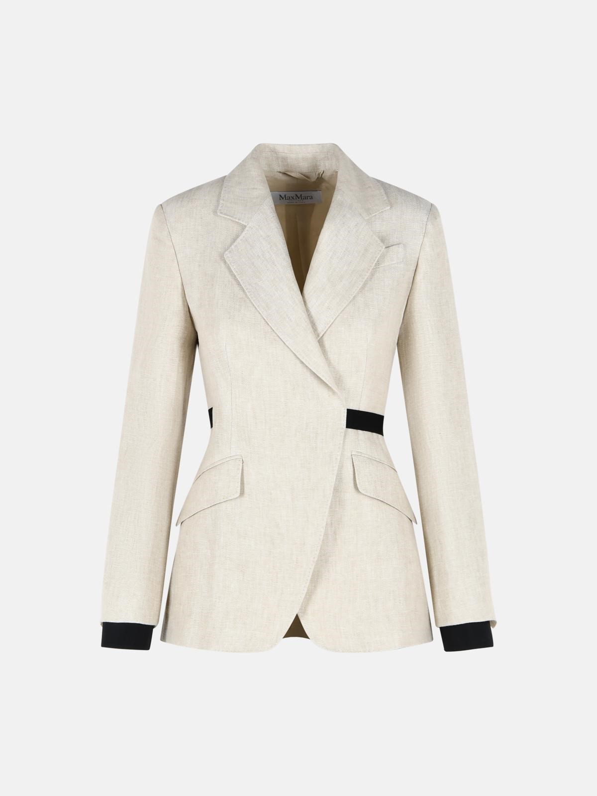 MAX MARA 'Neutro' Beige Linen Blazer　MAX MARA ニュートラル ベージュ リネン ブレザー MAX