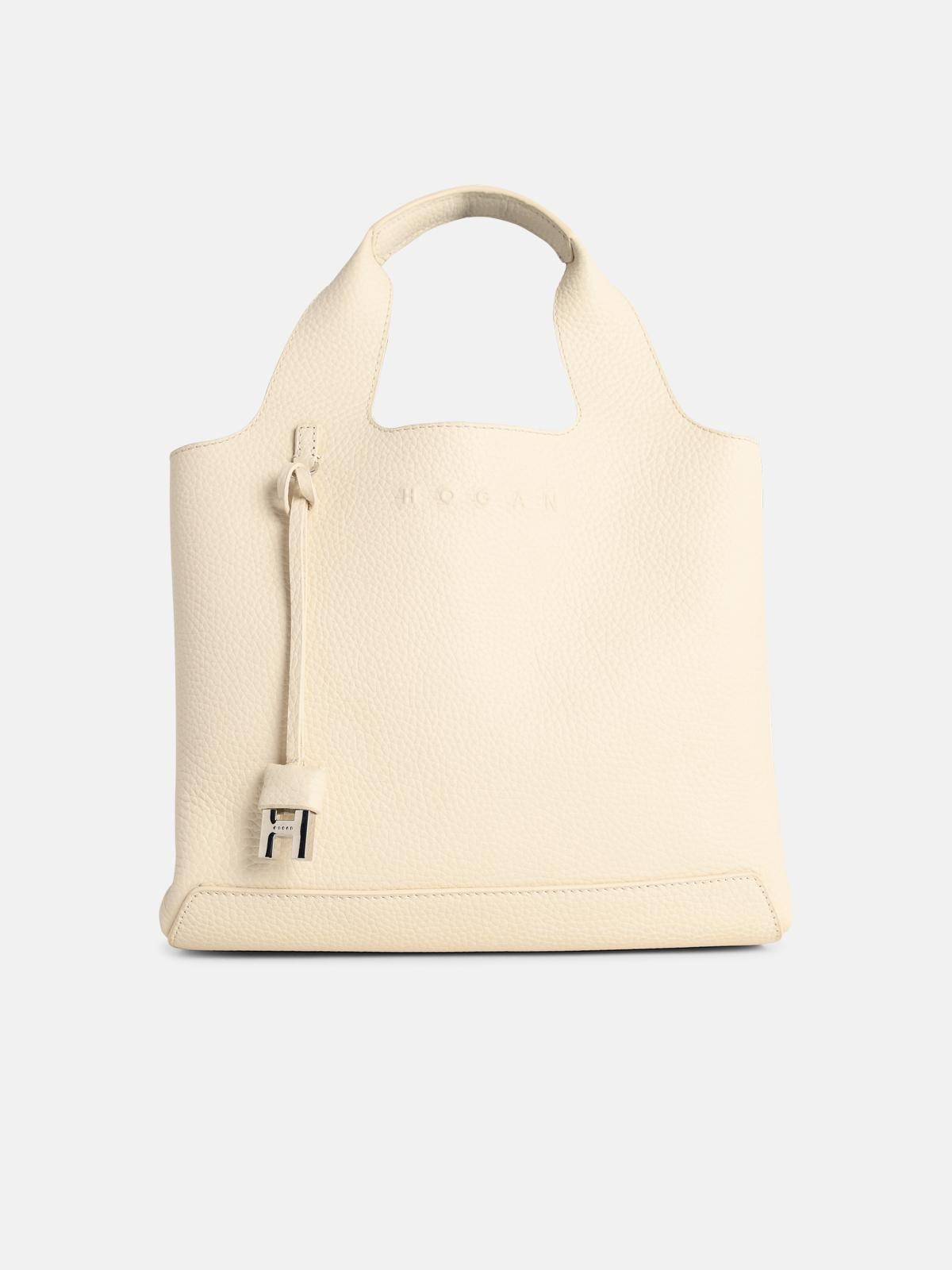 HOGAN Ivory Leather Shopping Bag