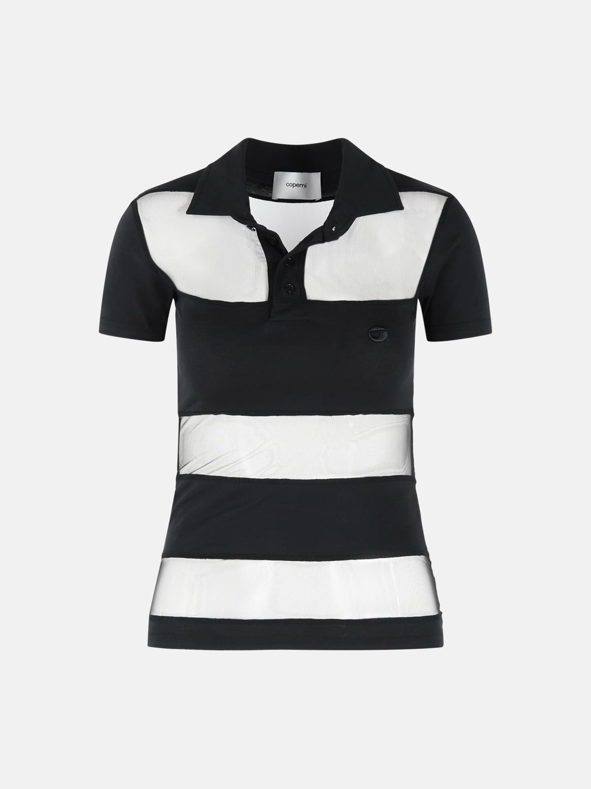 COPERNI 'Striped' Black Cotton Blend Polo Shirt　COPERNI ストライプ ブラック コットン ブレンド ポロシャツ COPERNI