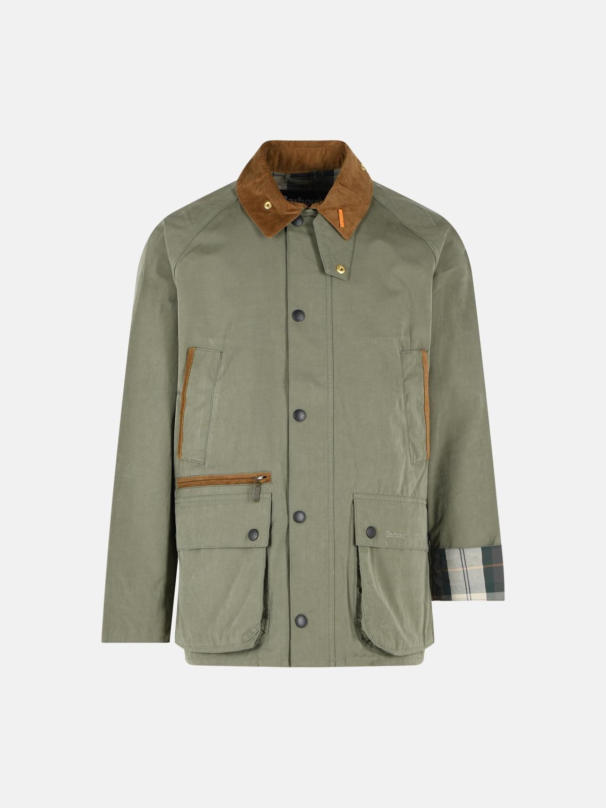 BARBOUR 'Casual Bedale Icons' Green Cotton Blend Jacket 'Fern'　BARBOUR カジュアル ビデール アイコン グリーン コットン ブレンド ジャケット ファーン BARBOUR