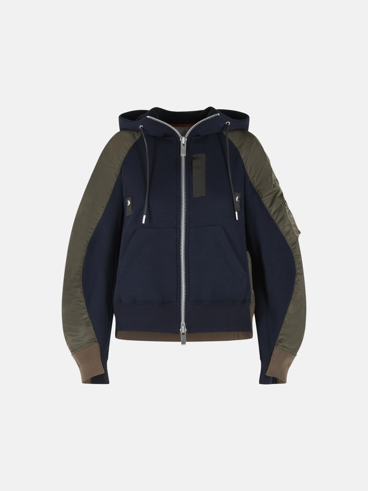 SACAI Hoodie In Navy Cotton And Khaki Blend　SACAI パーカー ネイビー コットン & カーキ ブレンド SACAI