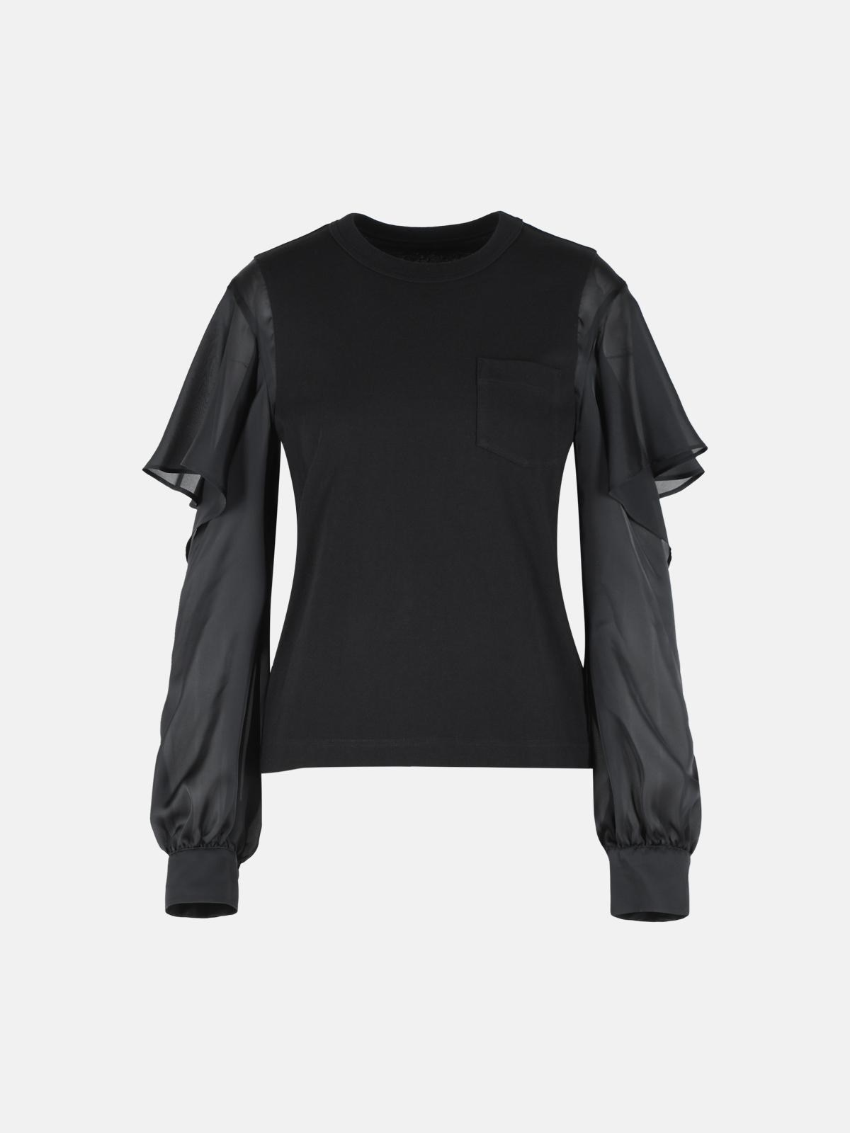 SACAI Black Cotton T-Shirt　SACAI ブラック コットン T シャツ SACAI