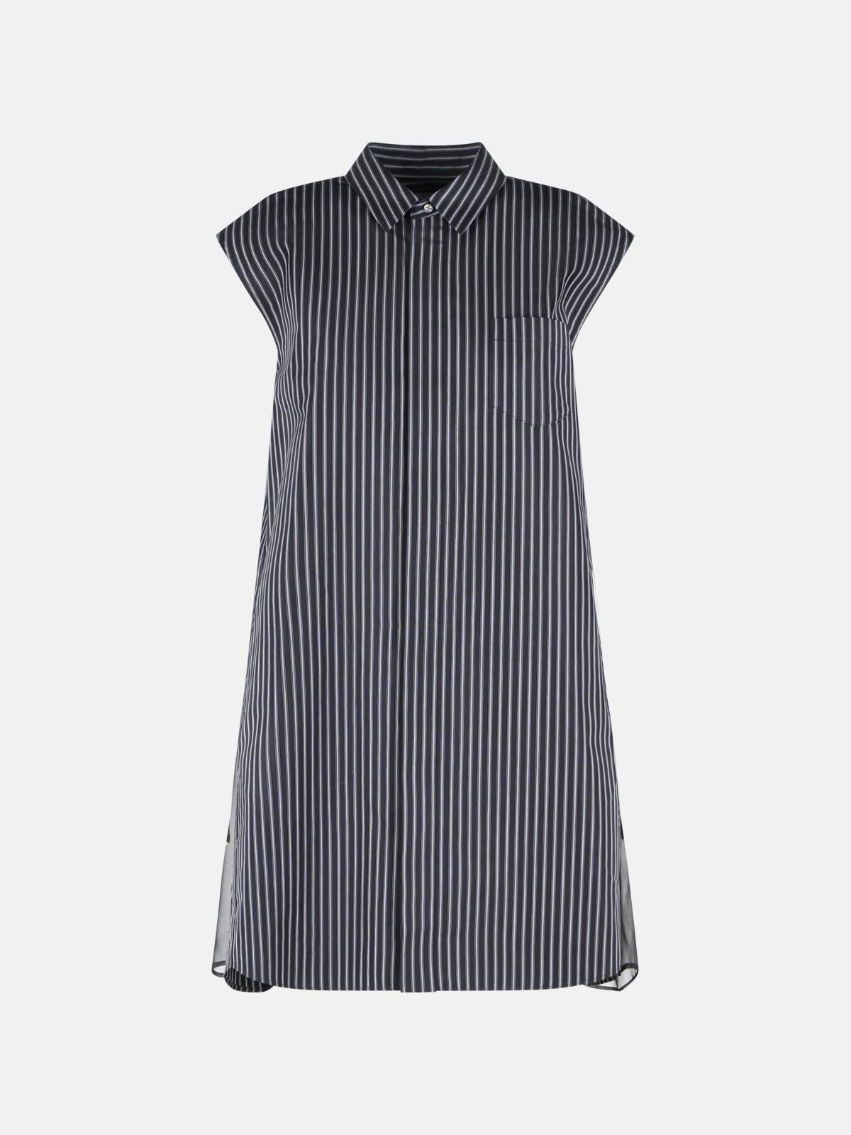 SACAI Navy Cotton Blend Dress　SACAI ネイビー コットン ブレンド ワンピース SACAI