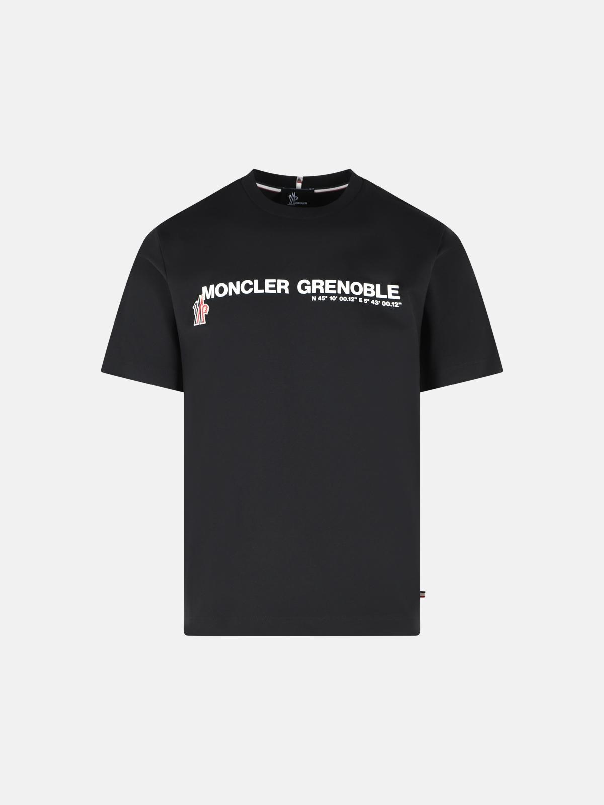 MONCLER GRENOBLE Black Stretch Cotton T-Shirt　MONCLER GRENOBLE ブラック ストレッチ コットン T シャツ MONCLER
