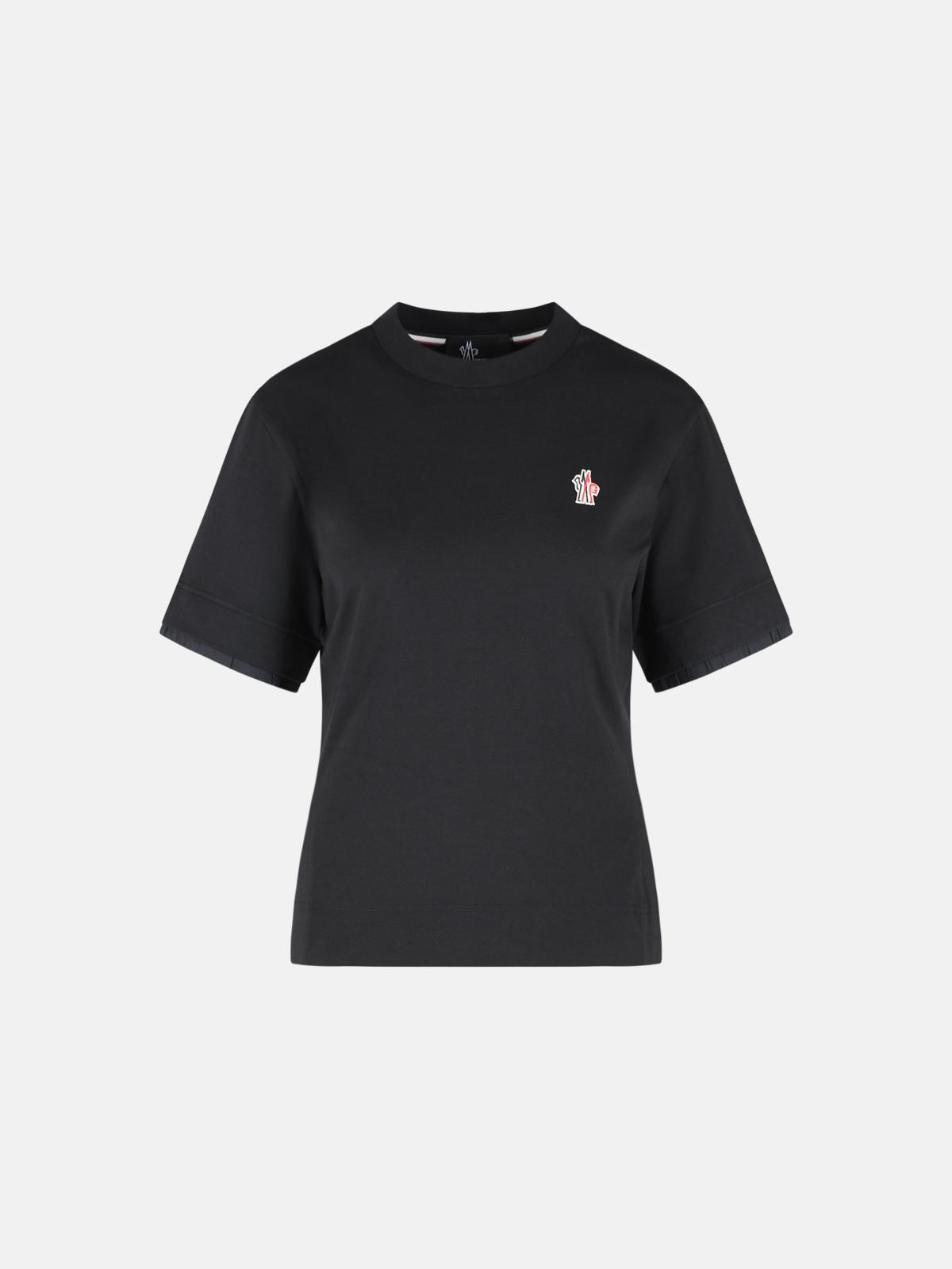 MONCLER GRENOBLE Black Cotton T-Shirt　MONCLER GRENOBLE ブラック コットン T シャツ MONCLER