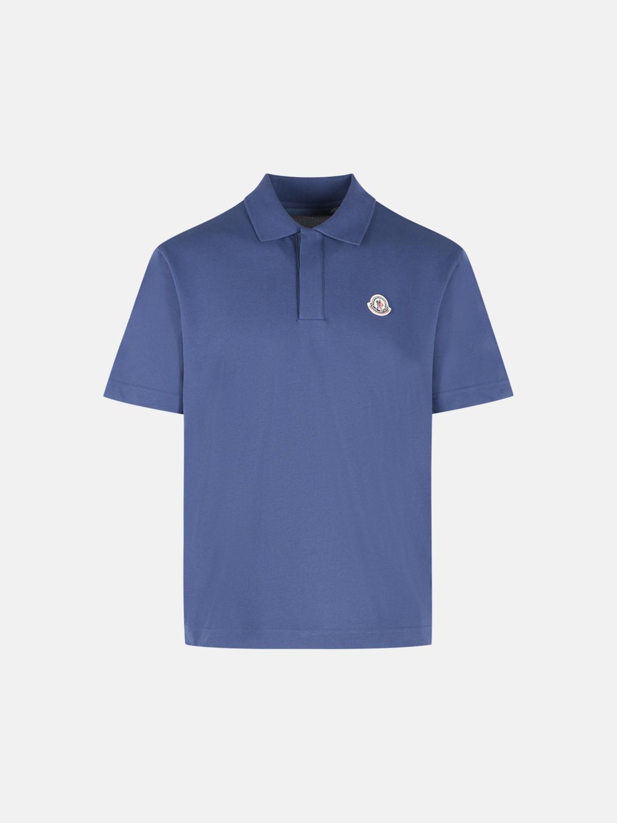 MONCLER Polo Shirt In Blue Cotton　MONCLER ポロシャツ ブルー コットン MONCLER
