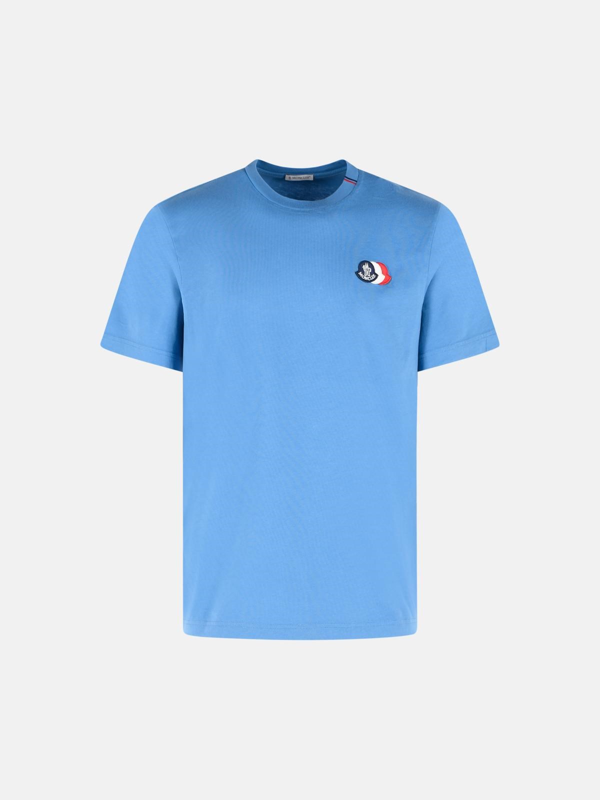 MONCLER Light Blue Cotton T-Shirt　MONCLER ライトブルー コットン T シャツ MONCLER