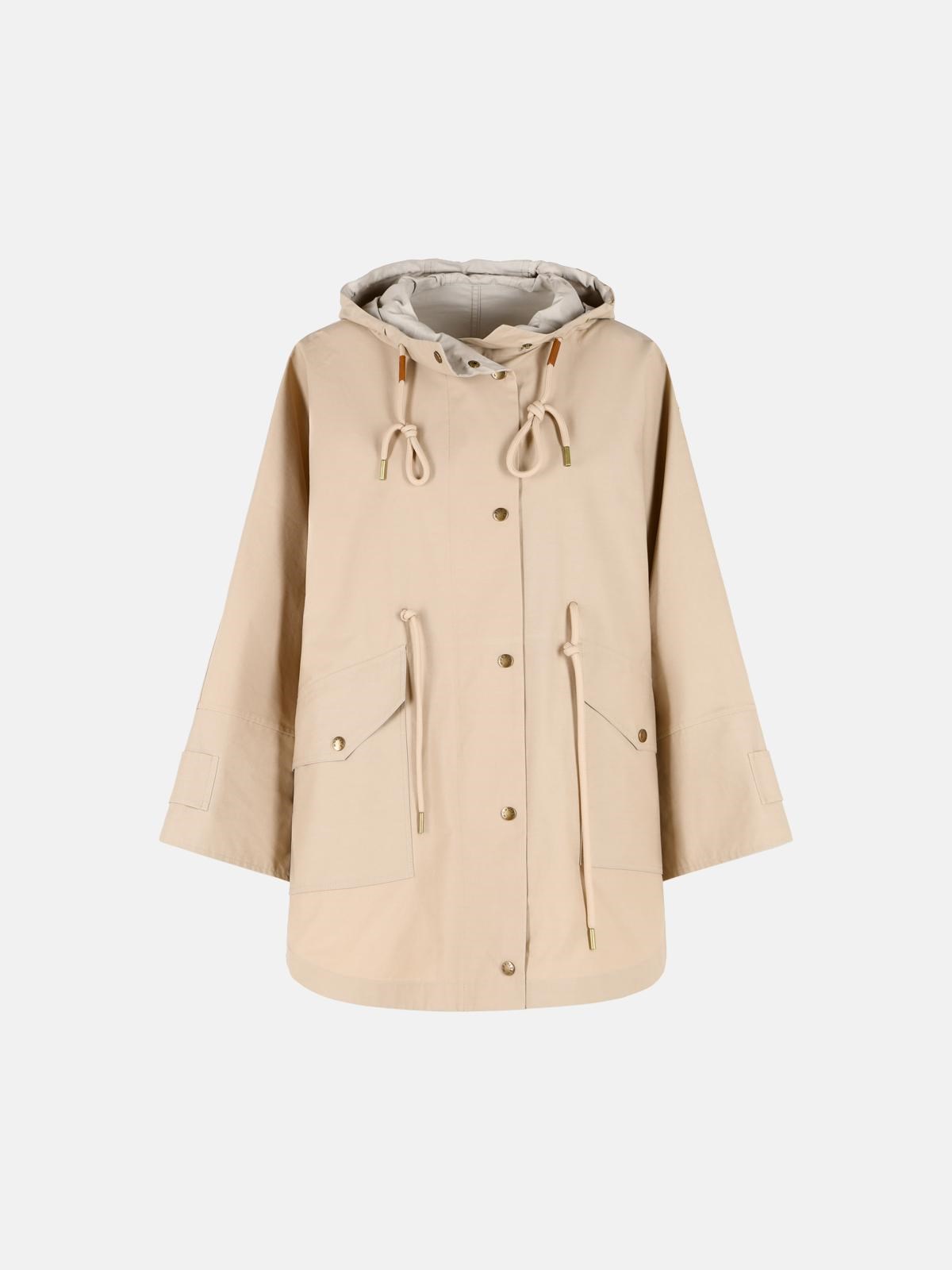 MONCLER MONCLER 'Bruerra' Cape In Beige Cotton Blend　MONCLER 'Bruerra' ケープ ベージュ コットン ブレンド