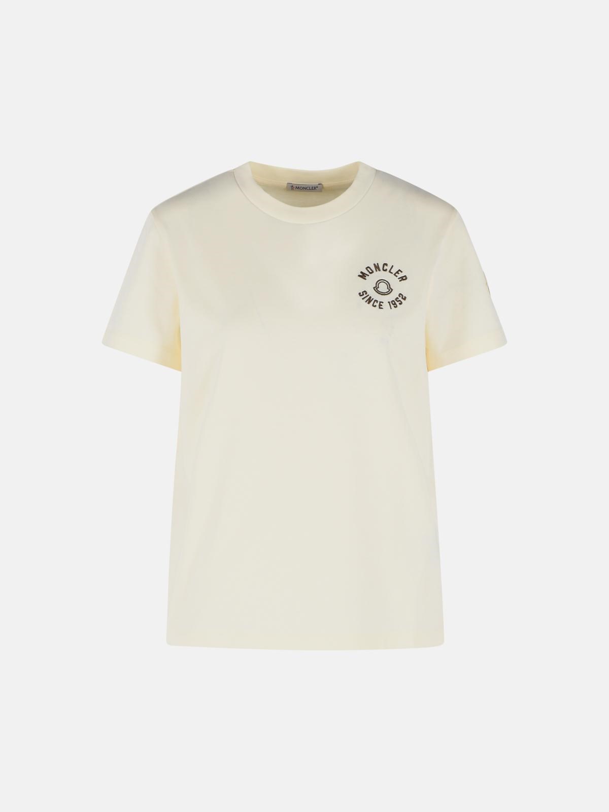 MONCLER Cream Cotton T-Shirt　MONCLER クリームコットン Tシャツ MONCLER
