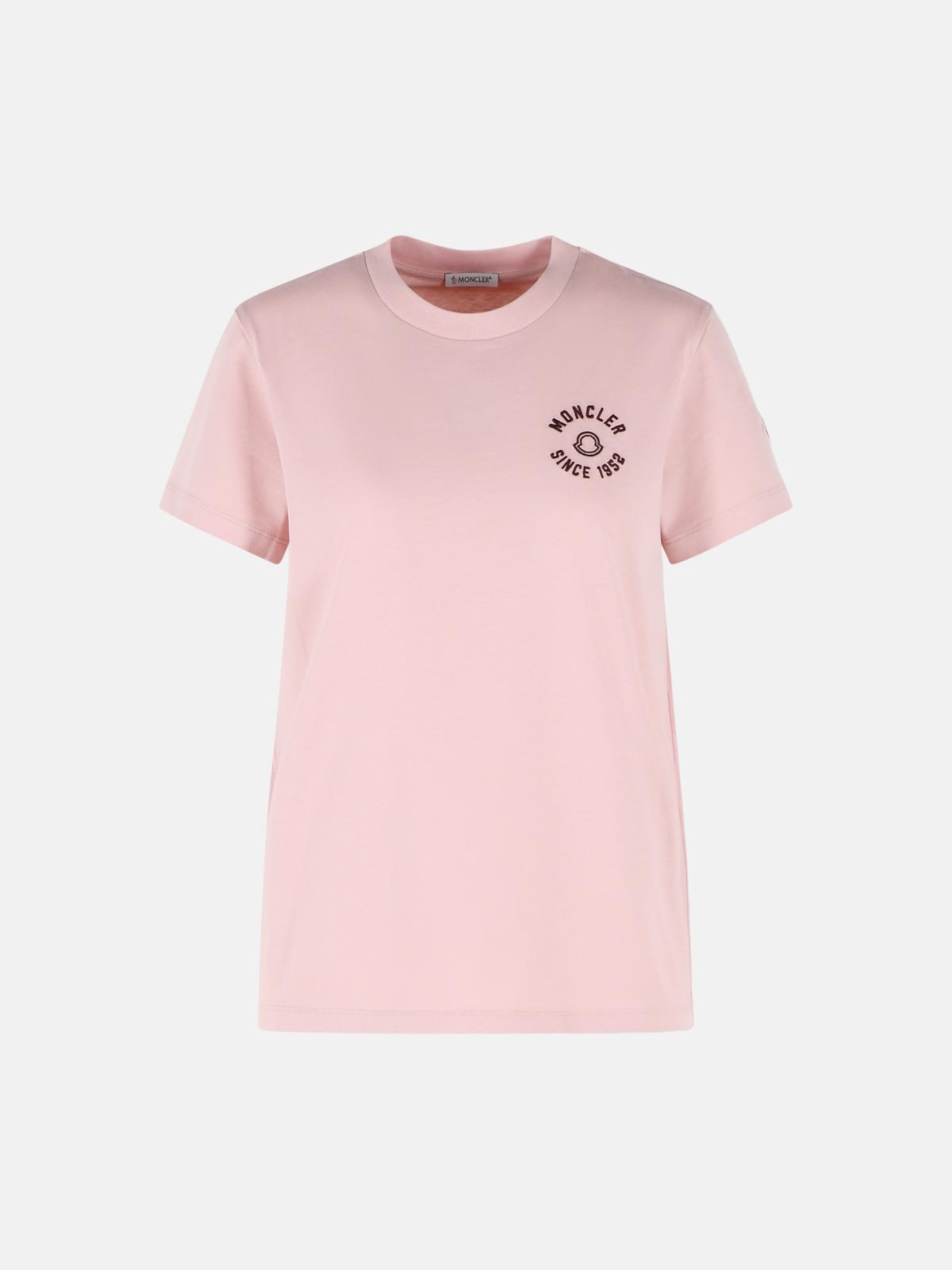 MONCLER Pink Cotton T-Shirt　MONCLER ピンク コットン T シャツ MONCLER