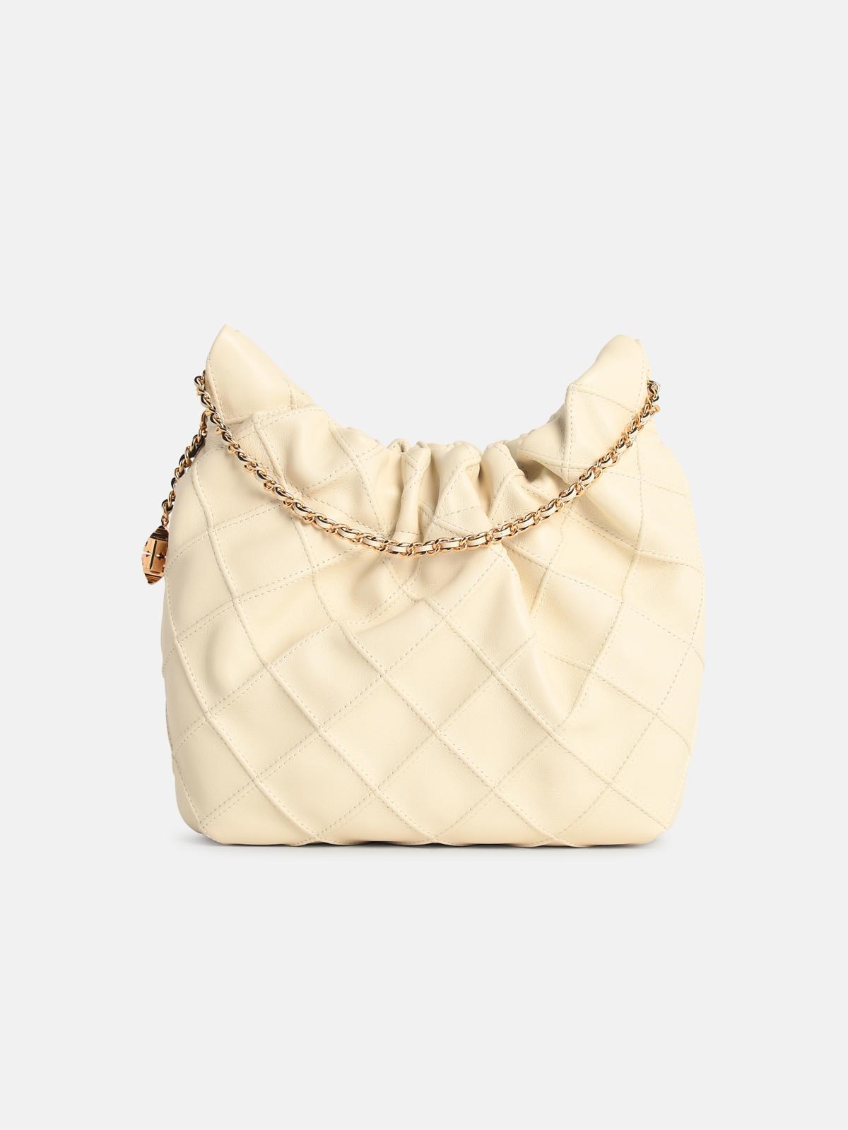 TORY BURCH 'Fleming' Cream Leather Mini Bag　TORY BURCH フレミング クリーム レザー ミニバッグ TORY