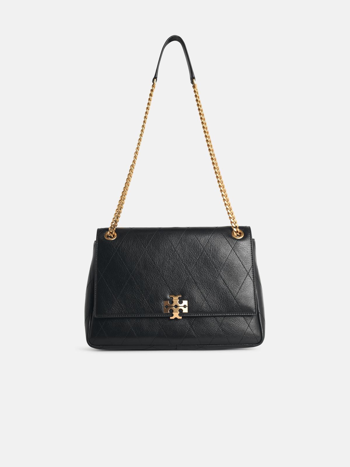 TORY BURCH Medium 'Charlie Matelassé' Black Leather Shoulder Bag　TORY BURCH ミディアム チャーリー マトラッセ ブラック レザー ショルダー バッグ TORY