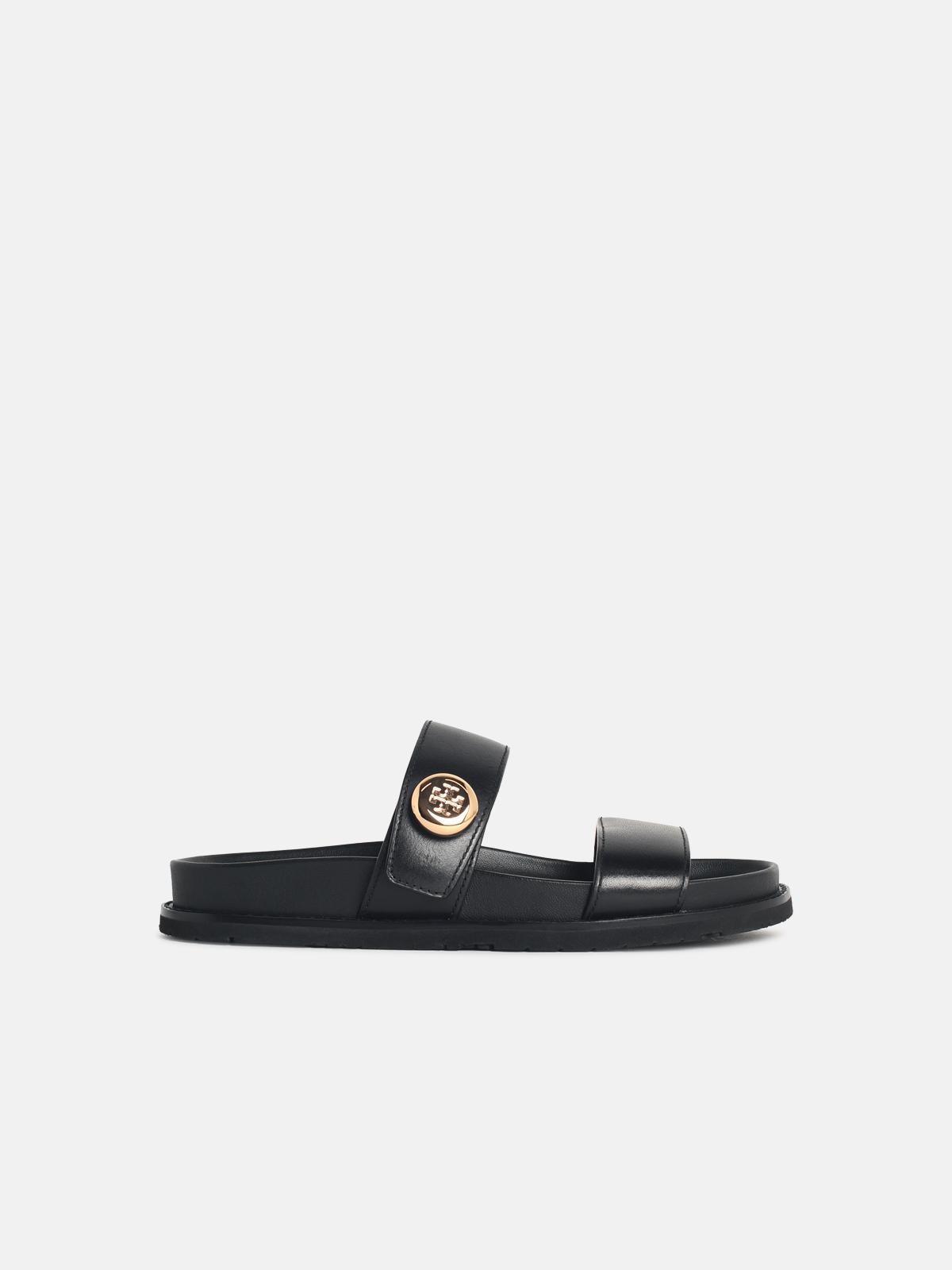 TORY BURCH 'Romy Sport' Black Leather Slippers　TORY BURCH 'Romy Sport' ブラック レザー スリッパ TORY