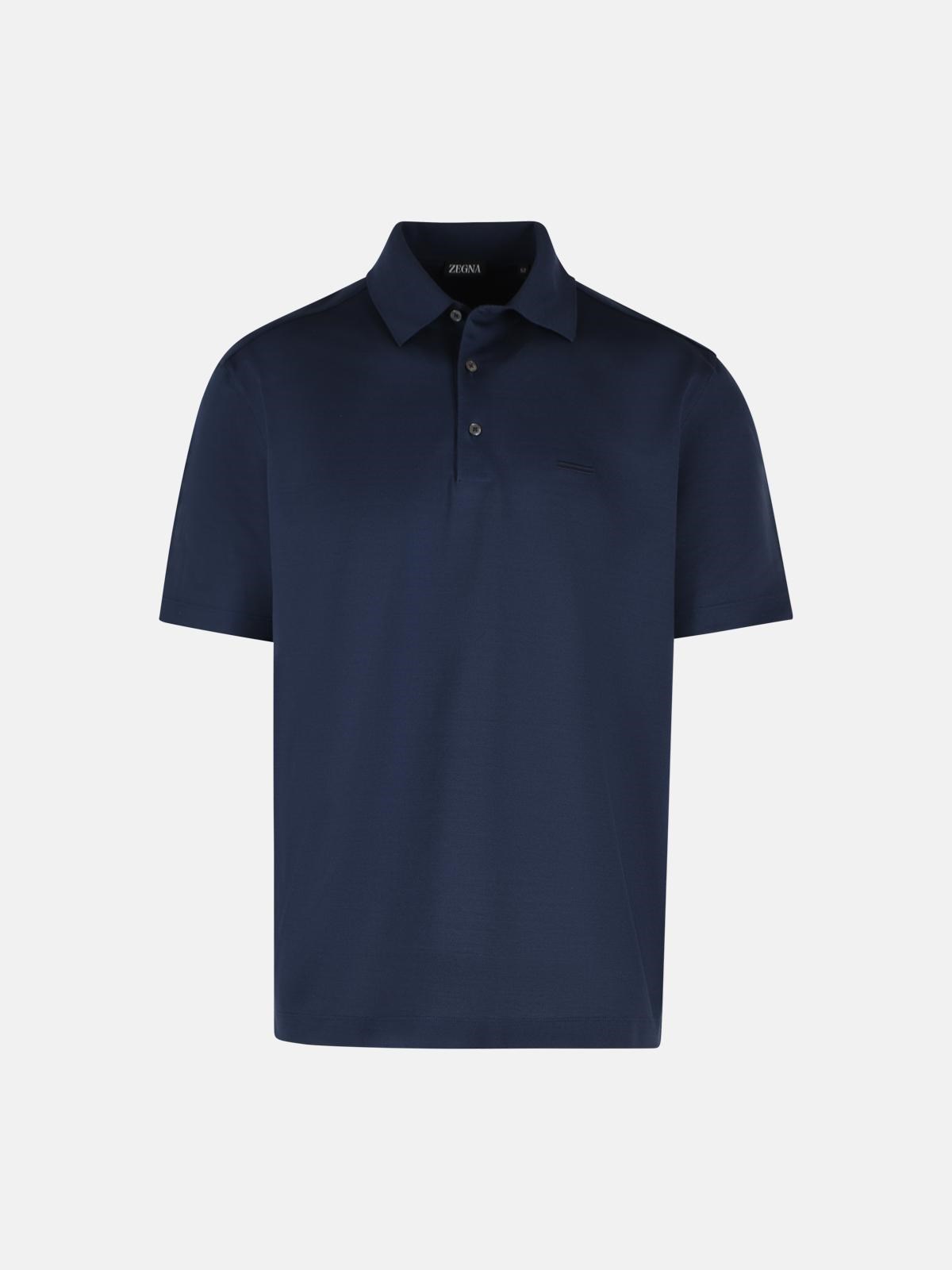 ZEGNA Polo Shirt In Blue Cotton　ZEGNA ポロシャツ ブルー コットン ZEGNA