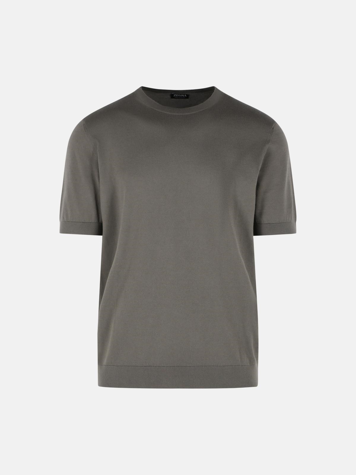 Zegna Dark Taupe Cotton T-shirt In Black