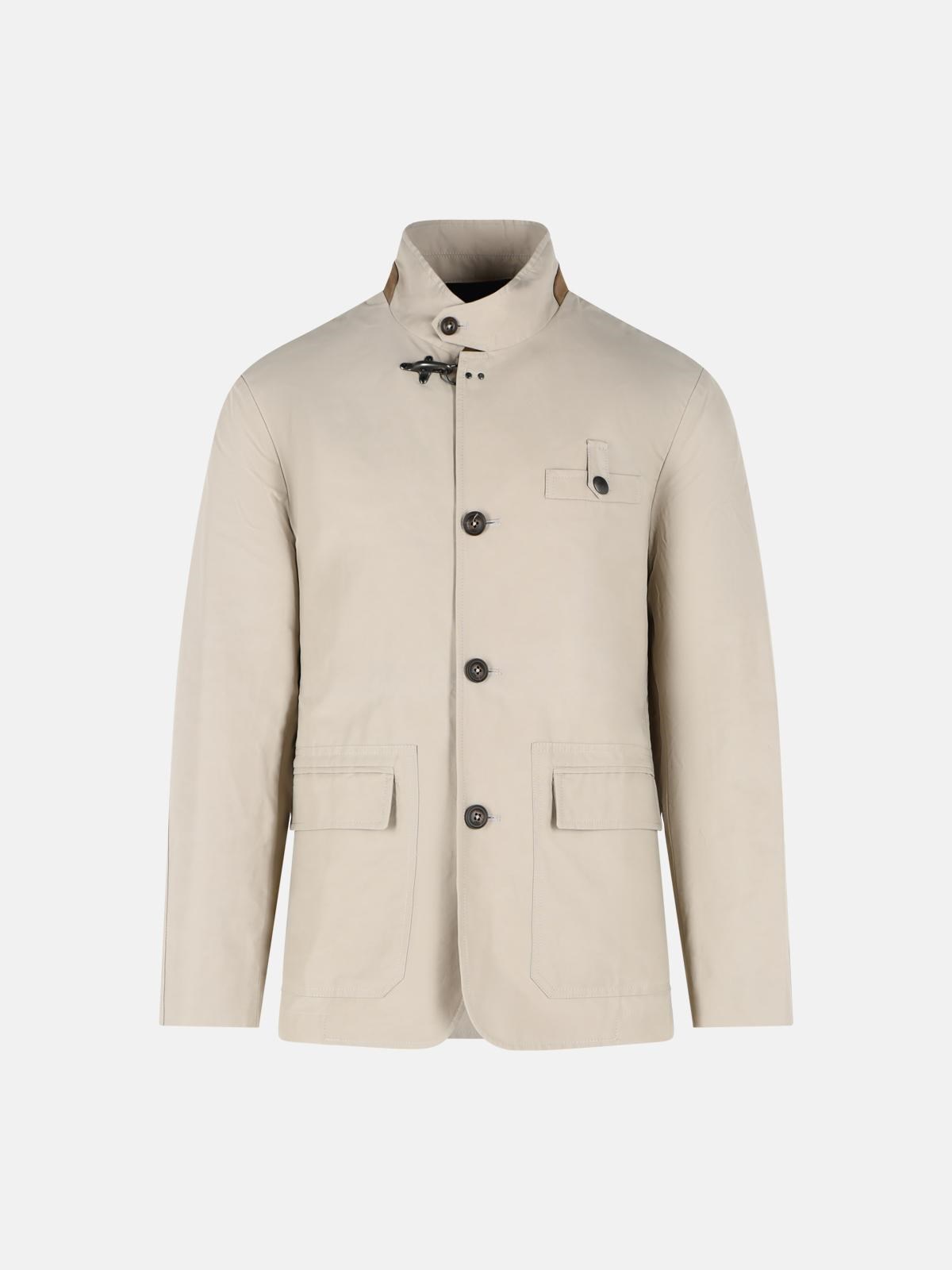 FAY 'Racing' Beige Cotton And Nylon Faille Jacket