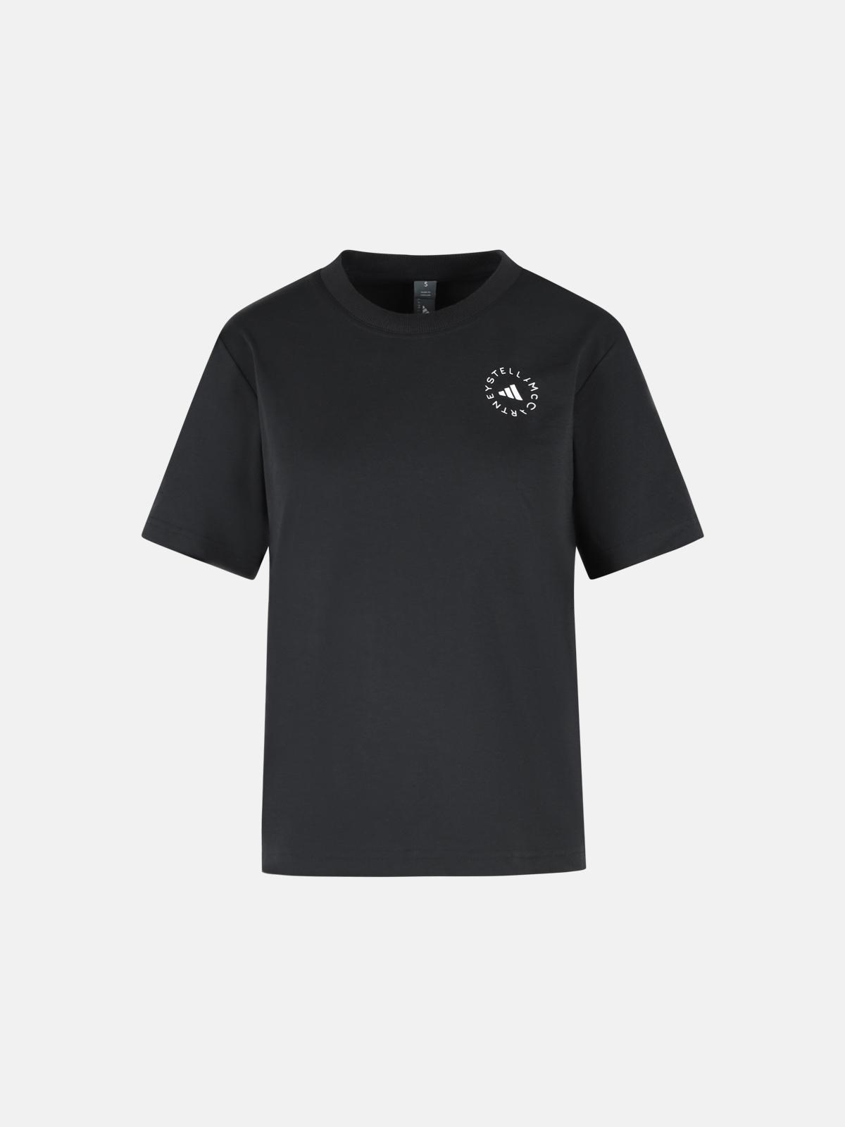Stella McCartney ADIDAS BY STELLA MCCARTNEY Black Cotton Blend T-Shirt　ADIDAS BY STELLA MCCARTNEY ブラック コットン ブレンド T シャツ