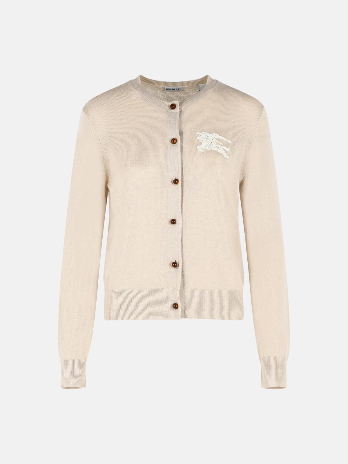 BURBERRY 'Ravella' Beige Wool Blend Cardigan　BURBERRY 'Ravella' ベージュ ウール ブレンド カーディガン BURBERRY
