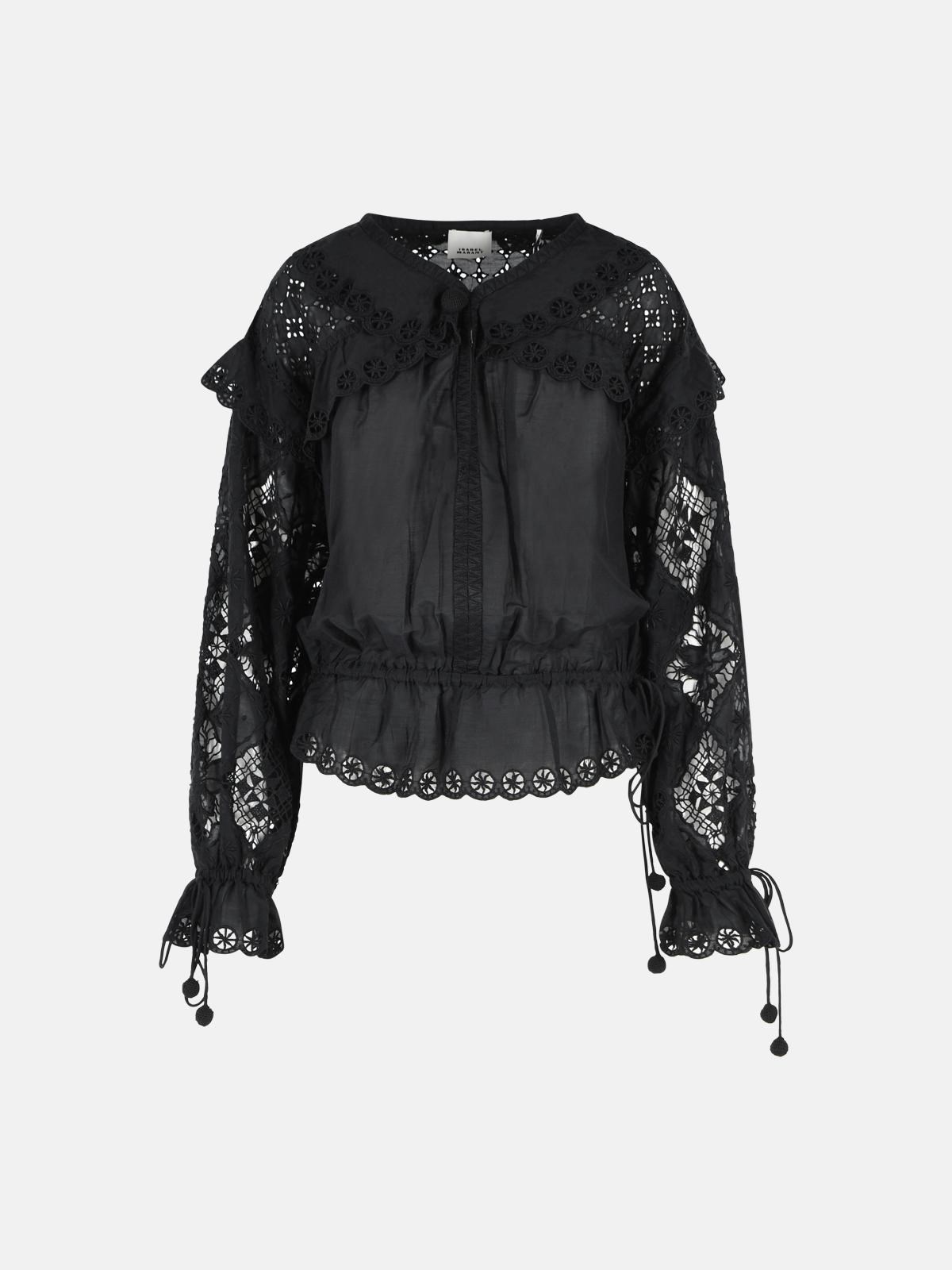 ISABEL MARANT 'Nowana' Black Cotton Blouse　ISABEL MARANT 'Nowana' ブラック コットン ブラウス ISABEL