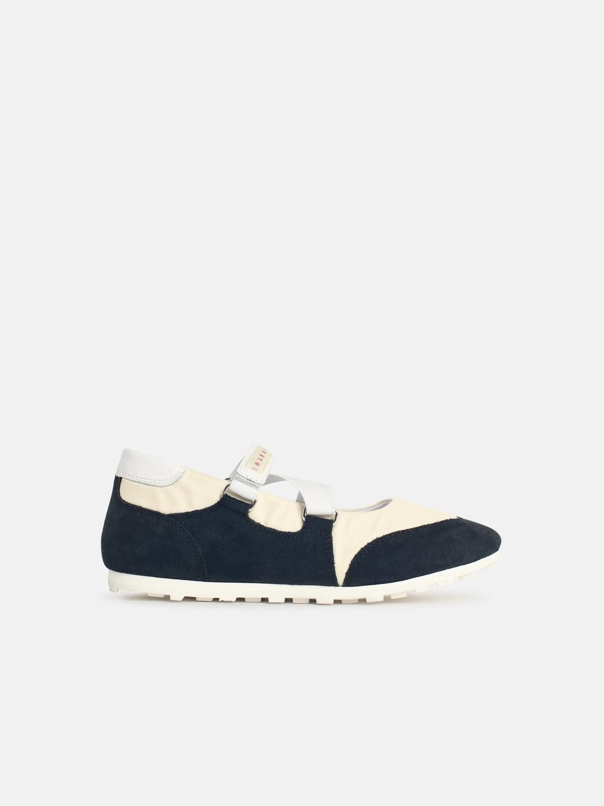 MARNI Balerina In Fabric And Black Suede　MARNI ファブリックとブラックスエードのバレリーナ MARNI