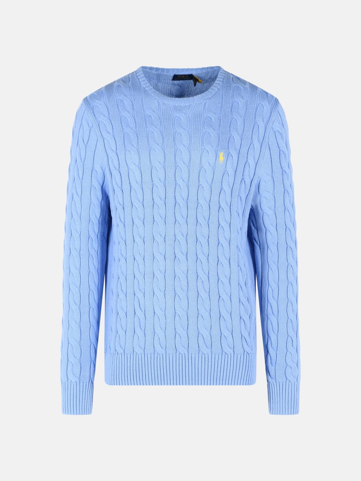 POLO RALPH LAUREN Light Blue Cotton Sweater