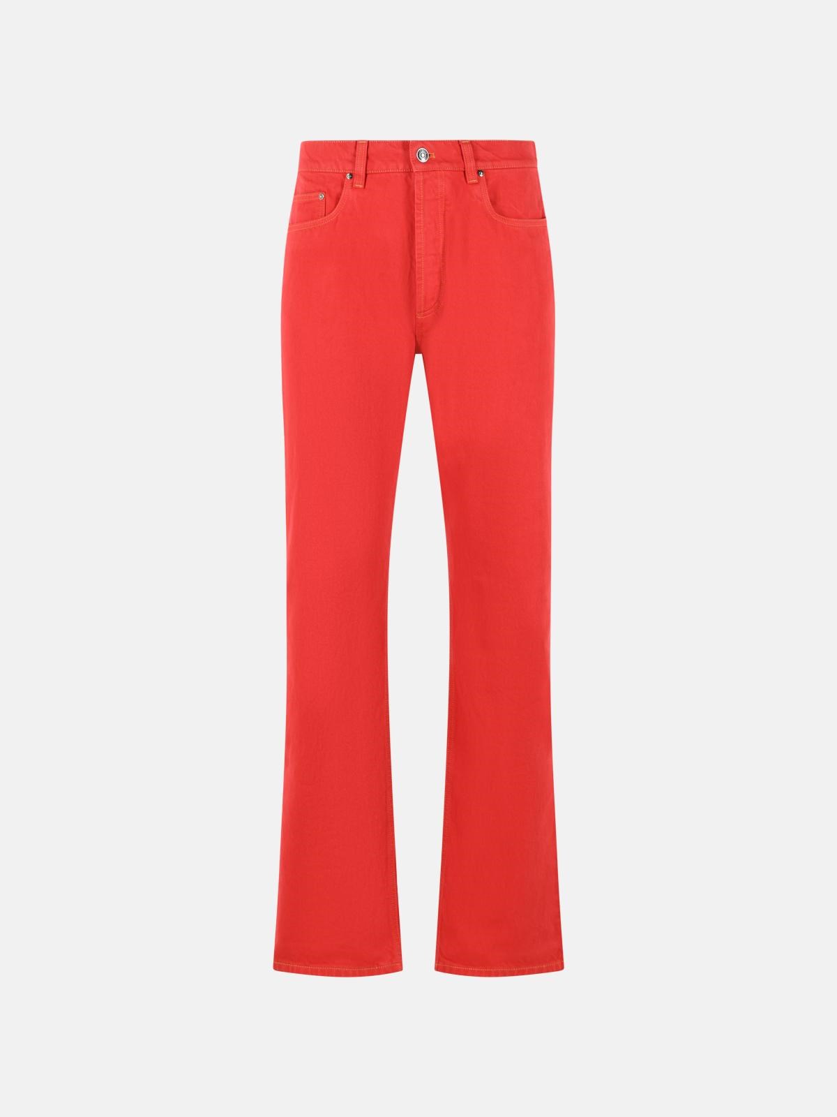 VERSACE Red Cotton Straight Jeans　VERSACE レッド コットン ストレート ジーンズ VERSACE
