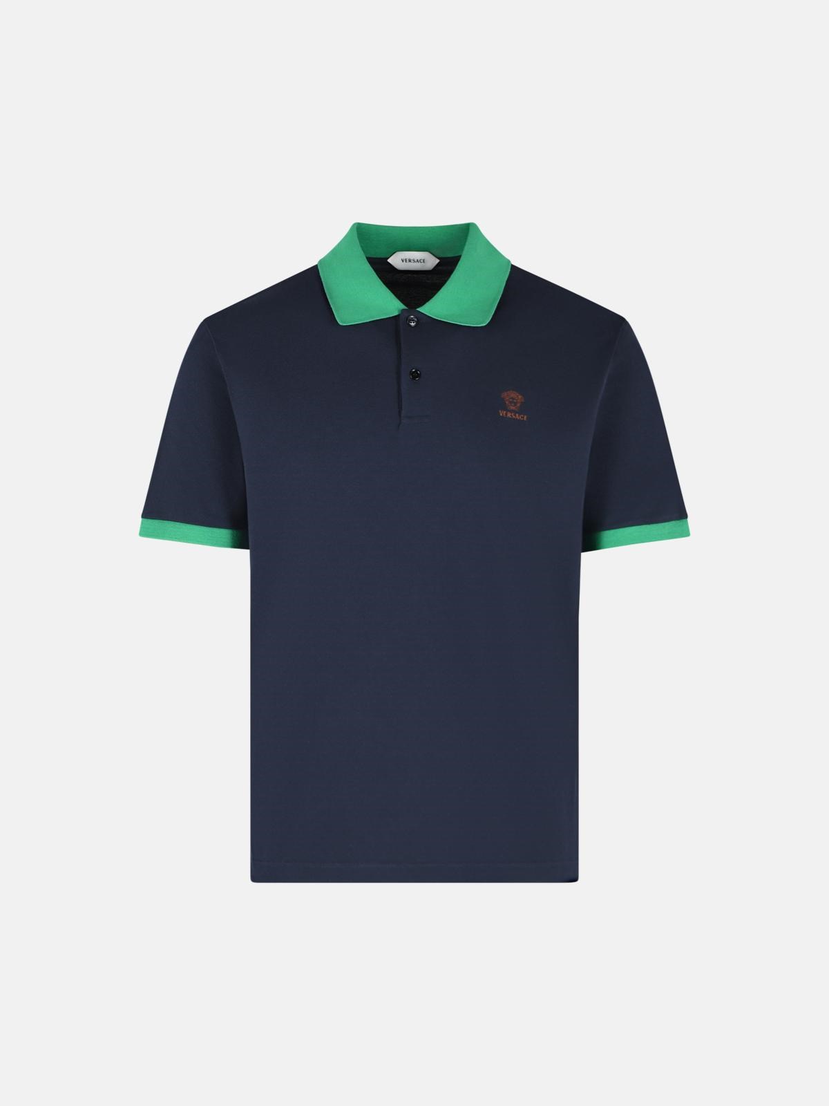VERSACE VERSACE Dark Navy Cotton Polo Shirt　VERSACE ダークネイビー コットン ポロシャツ