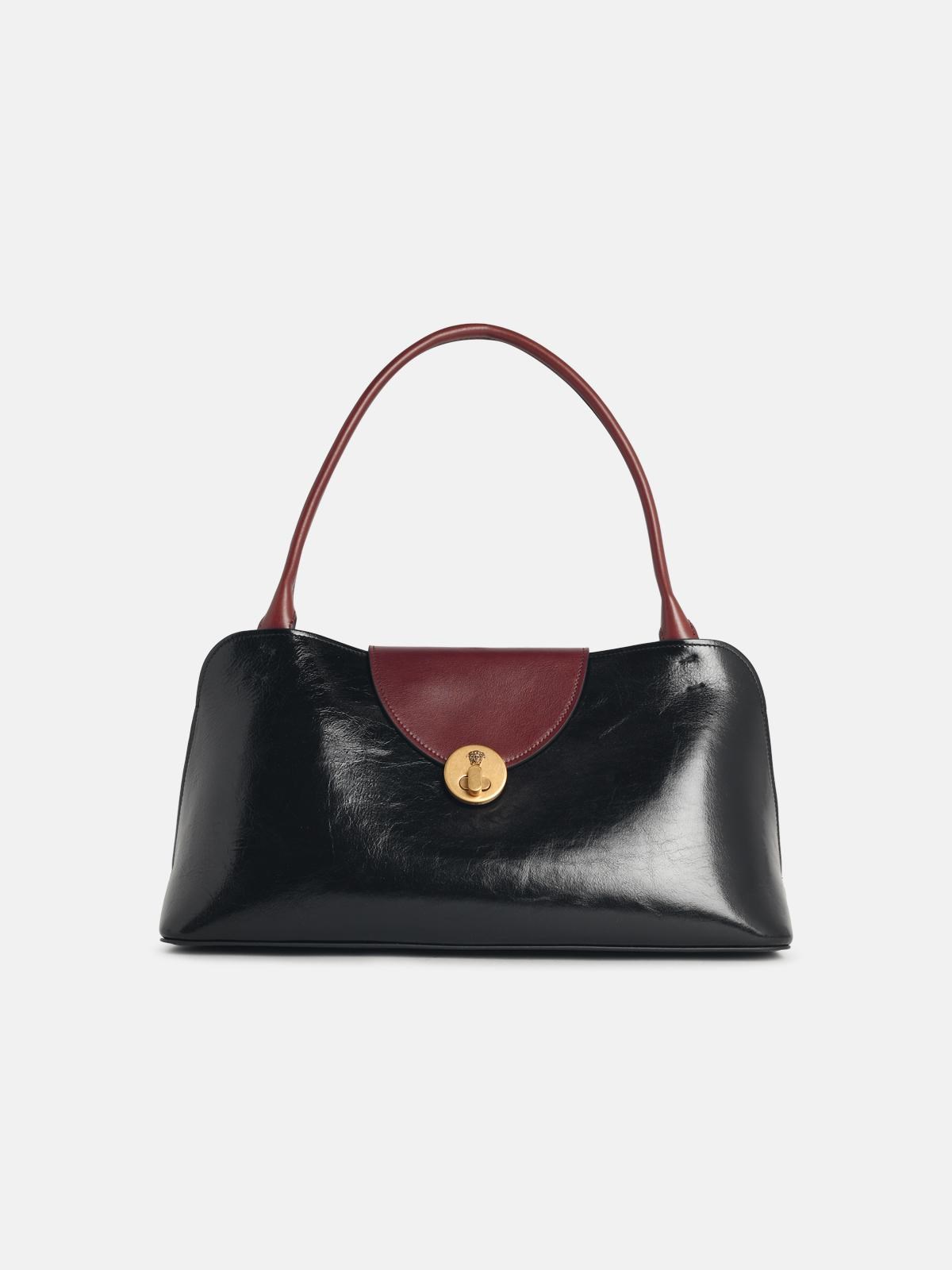 VERSACE East/West 'Vivian' Black And Brown Leather Shoulder Bag