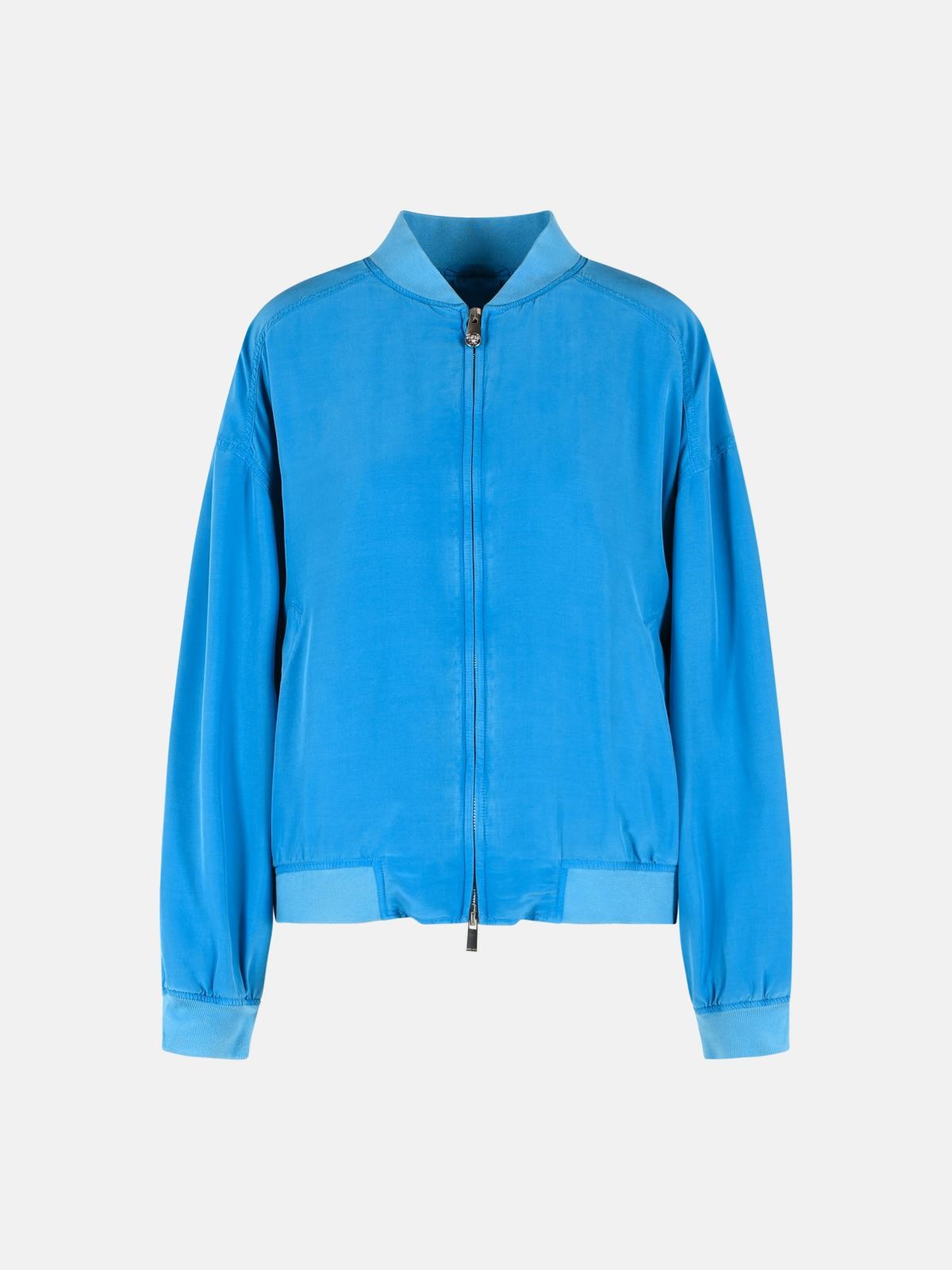 VERSACE VERSACE Blouson With Zip In Light Blue Silk Poplin　VERSACE ジップ付きブルゾン ライトブルー シルクポプリン