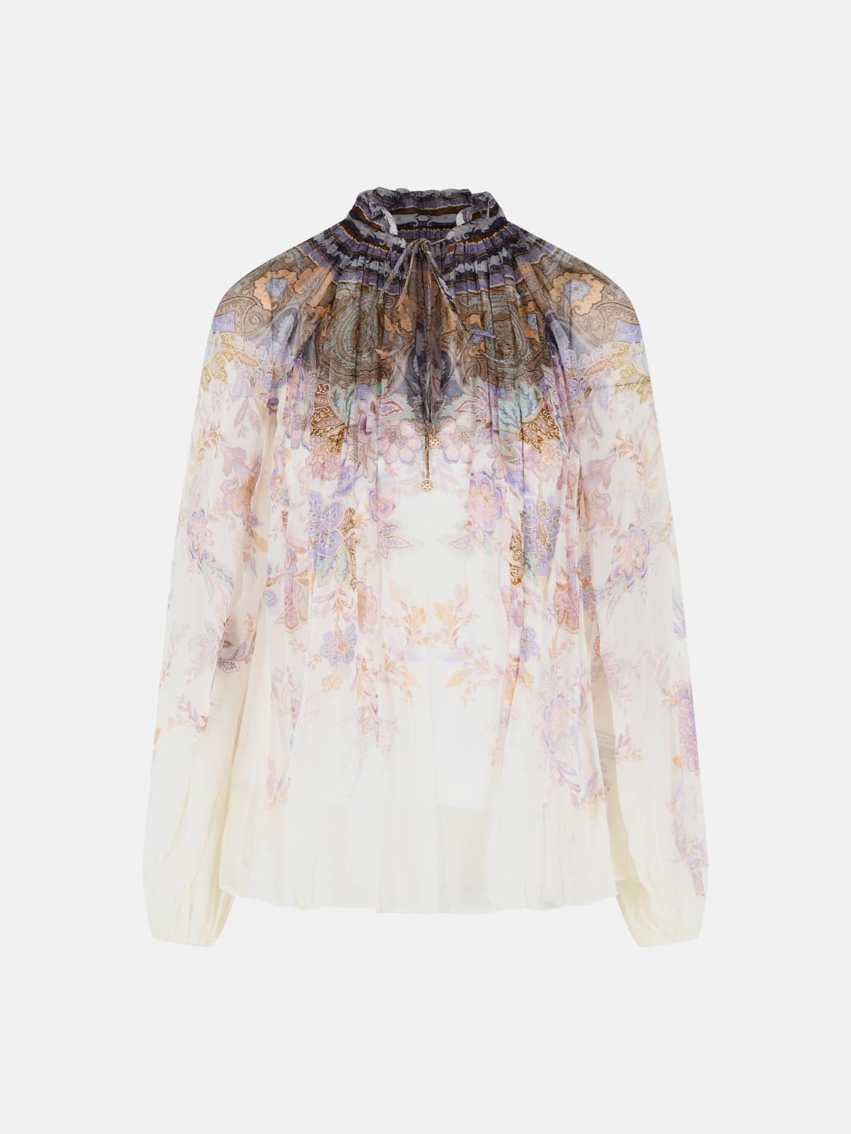 Zimmermann ZIMMERMANN 'Luna Billow' Viscose Cream Blouse　ZIMMERMANN ルナ ビロウ ビスコース クリーム ブラウス
