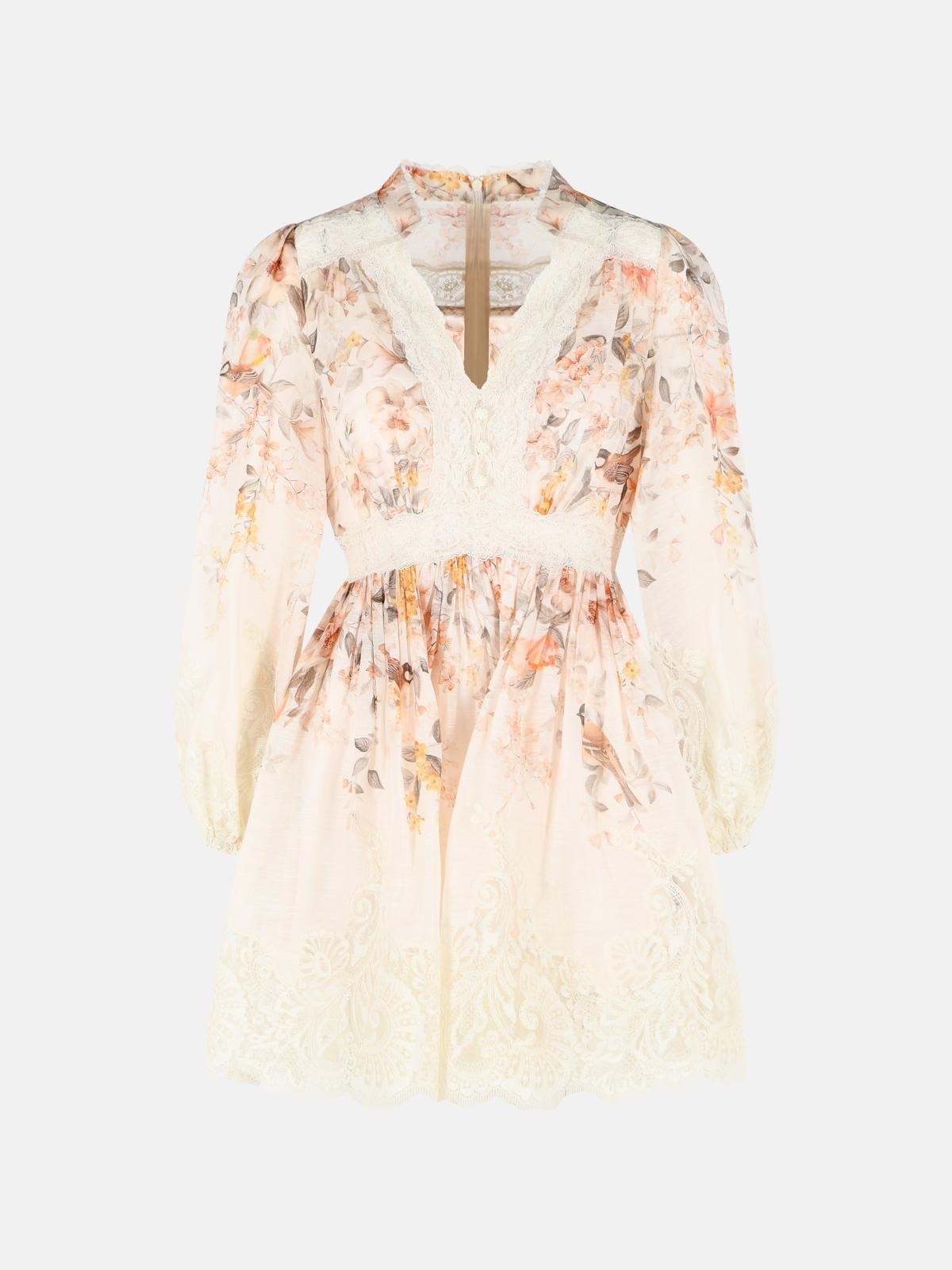 ZIMMERMANN 'Luna' Cream Linen Blend Dress ZIMMERMANN