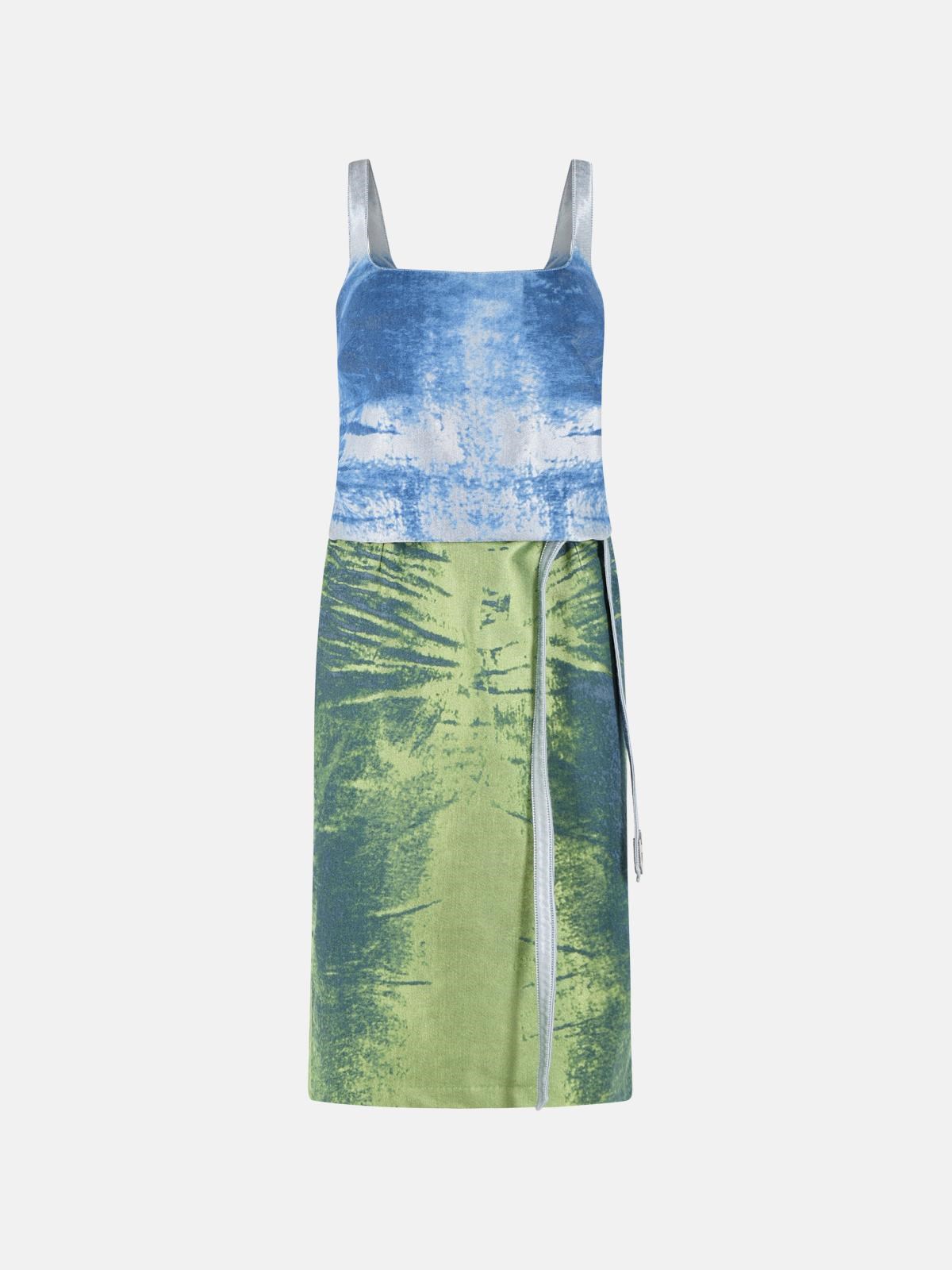 DIESEL 'Sanat' Dress In Blue And Green Cotton Blend　DIESEL 'Sanat' ドレス ブルー＆グリーン コットン ブレンド DIESEL