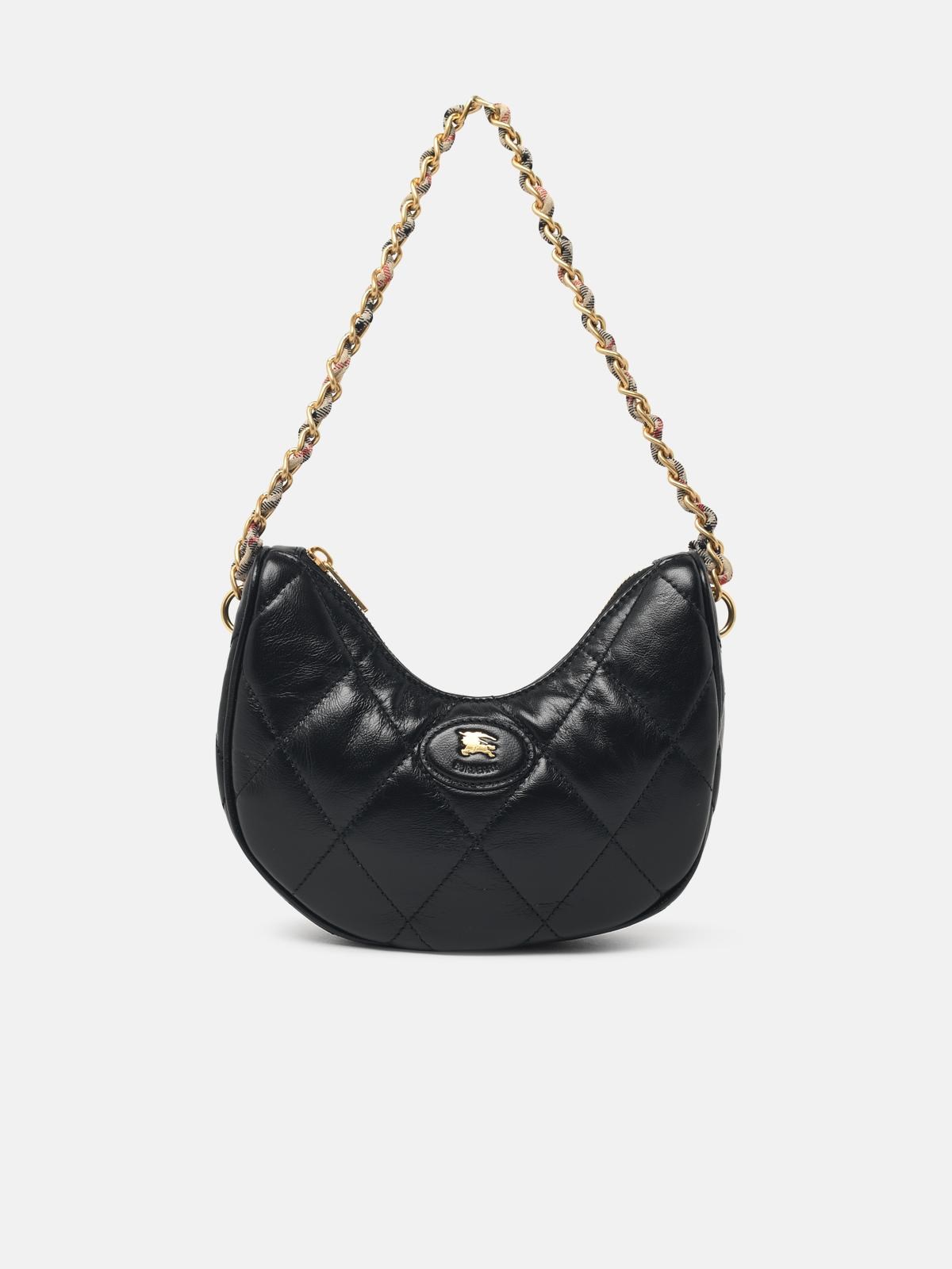 BURBERRY 'Horseshoe' Black Leather Bag