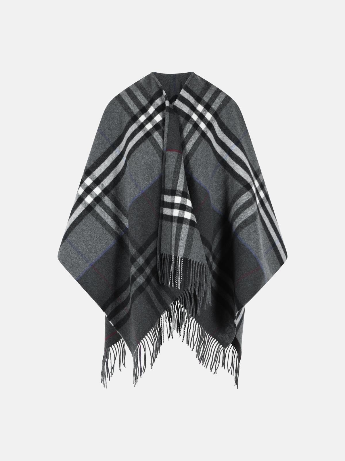 Burberry BURBERRY 'Check' Grey Cashmere Cape　BURBERRY チェック グレー カシミア ケープ