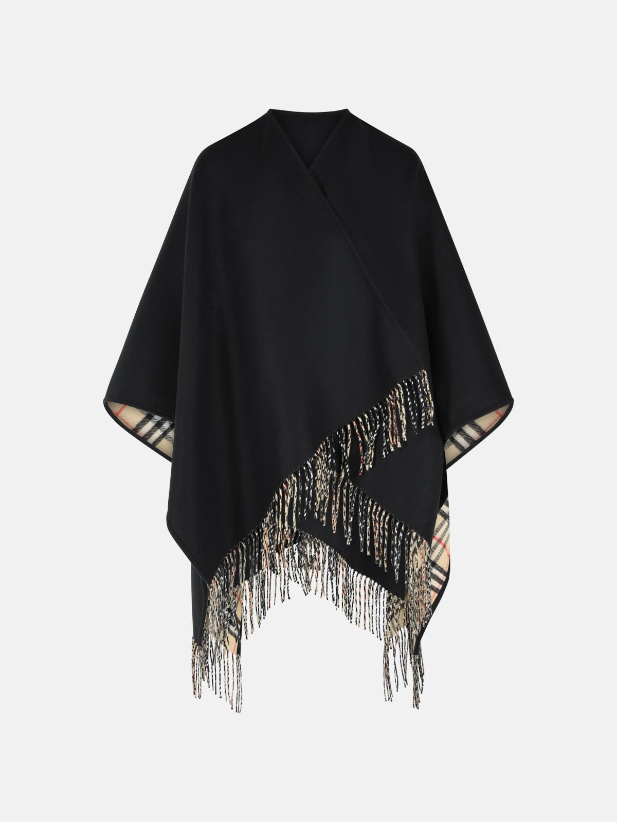 Burberry BURBERRY 'Check' Black Cashmere Cape　BURBERRY 'チェック' ブラック カシミア ケープ